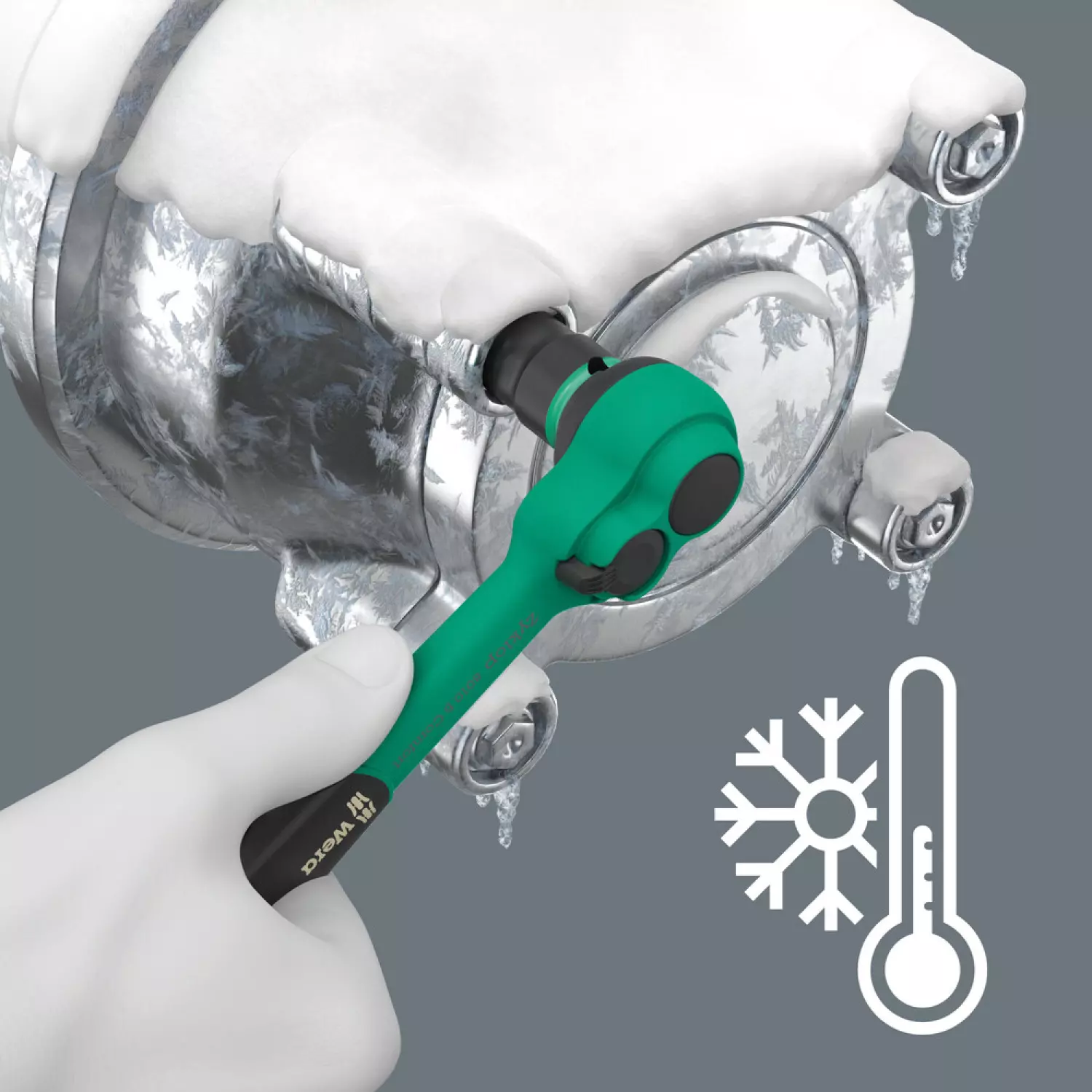 Wera 05005540001 8010 B Zyklop Comfort Ratel - 3/8« - 230 mm - Palette de commutation-image