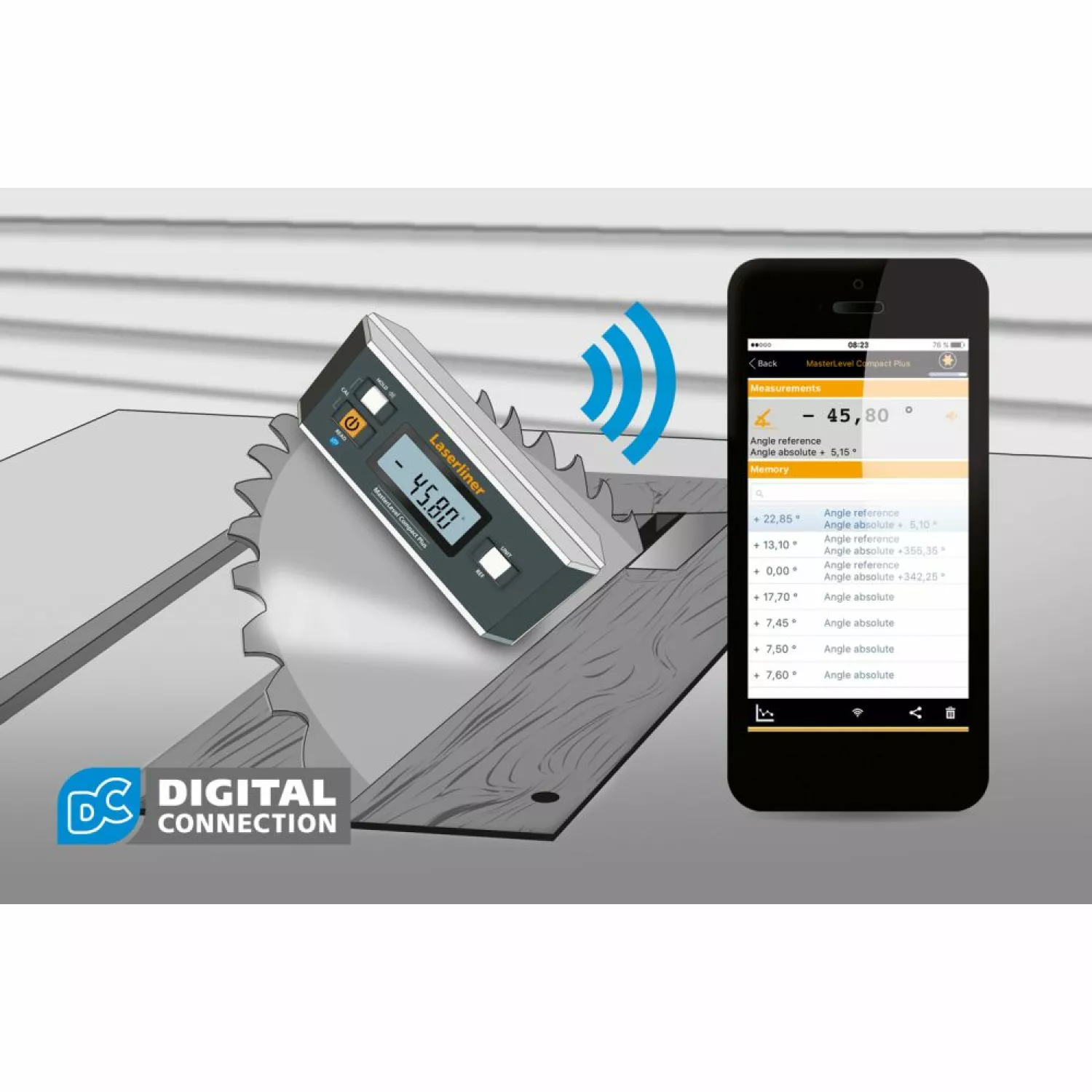 Laserliner MasterLevel Compact Plus Digitale waterpas - magnetisch - Bluetooth - 152mm-image