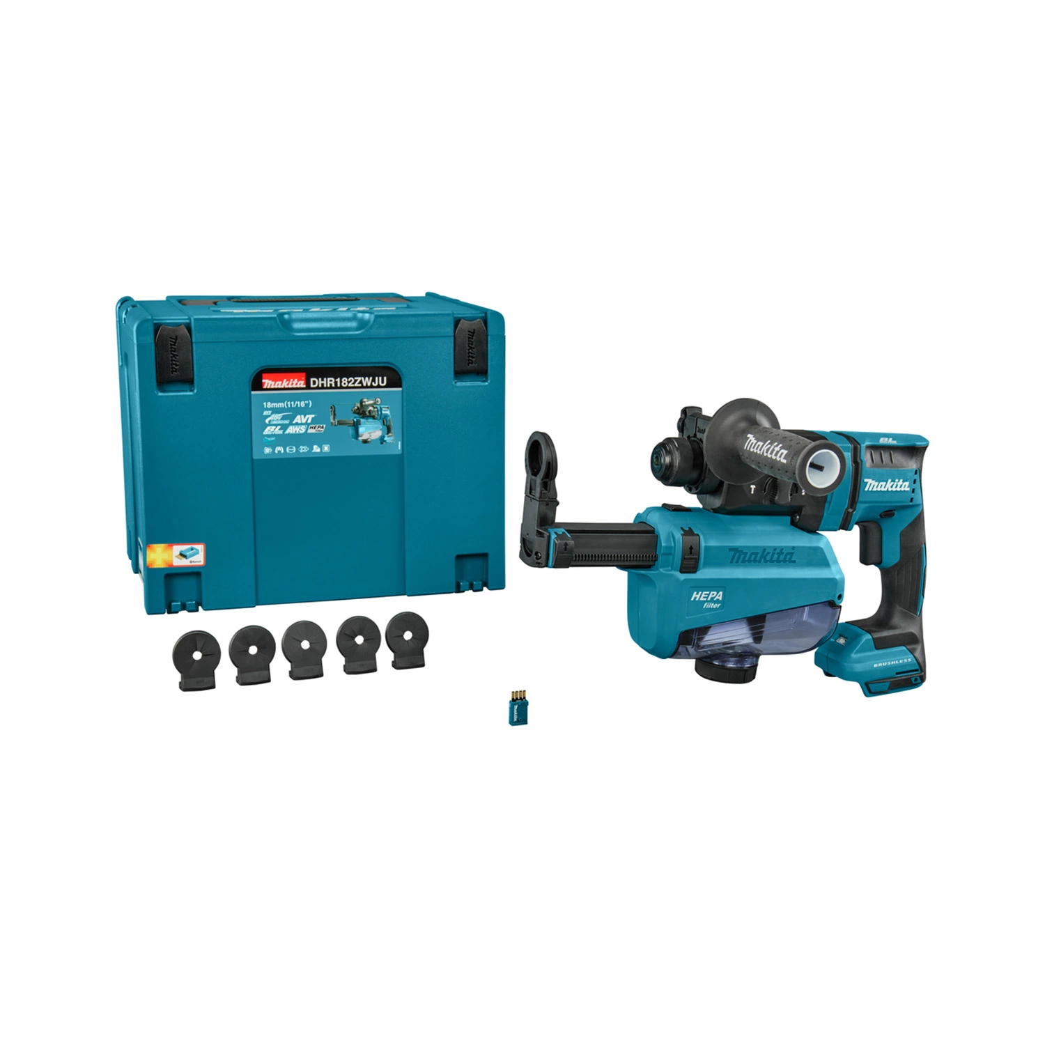 Makita DHR182ZWJU 18V Li-Ion accu SDS-plus combihamer body met stofafzuiging in Mbox - 1,7J - koolborstelloos-image