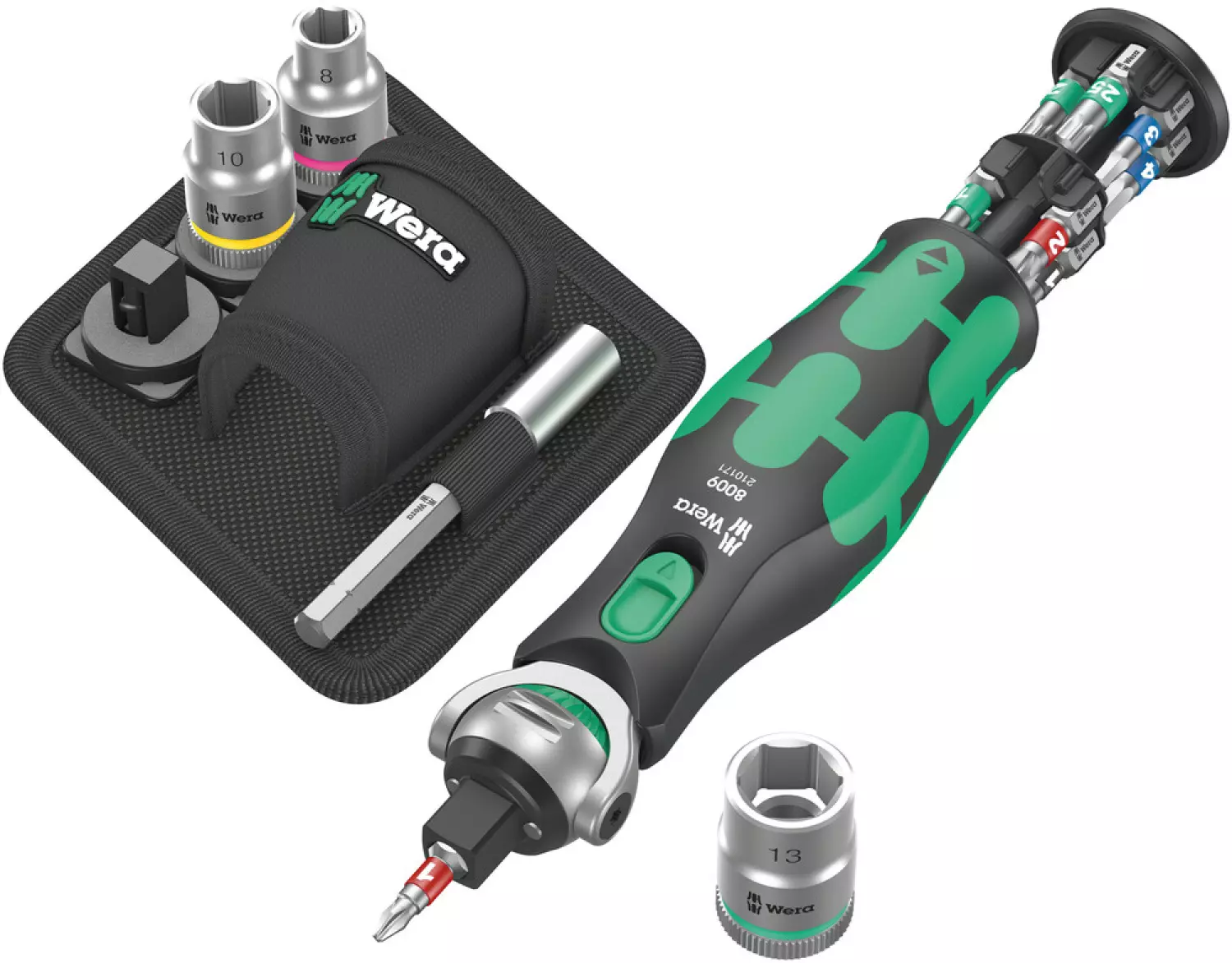 Wera 05004281001 18-delige 8009 8009 Zyklop Pocket Set 2 Ratel- en doppenset - 3/8" + 1/4"-image