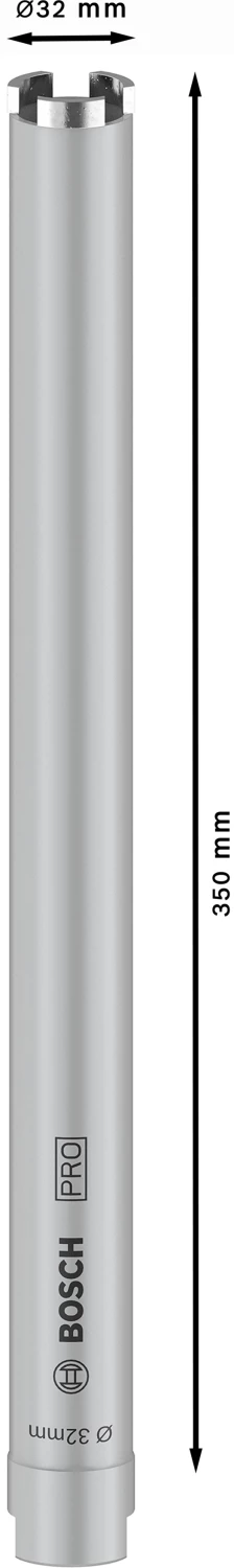 Bosch 2608587315 - Couronne de forage à sec diamantée G 1/2" 32 x 350 x 7 mm, 3 segments-image