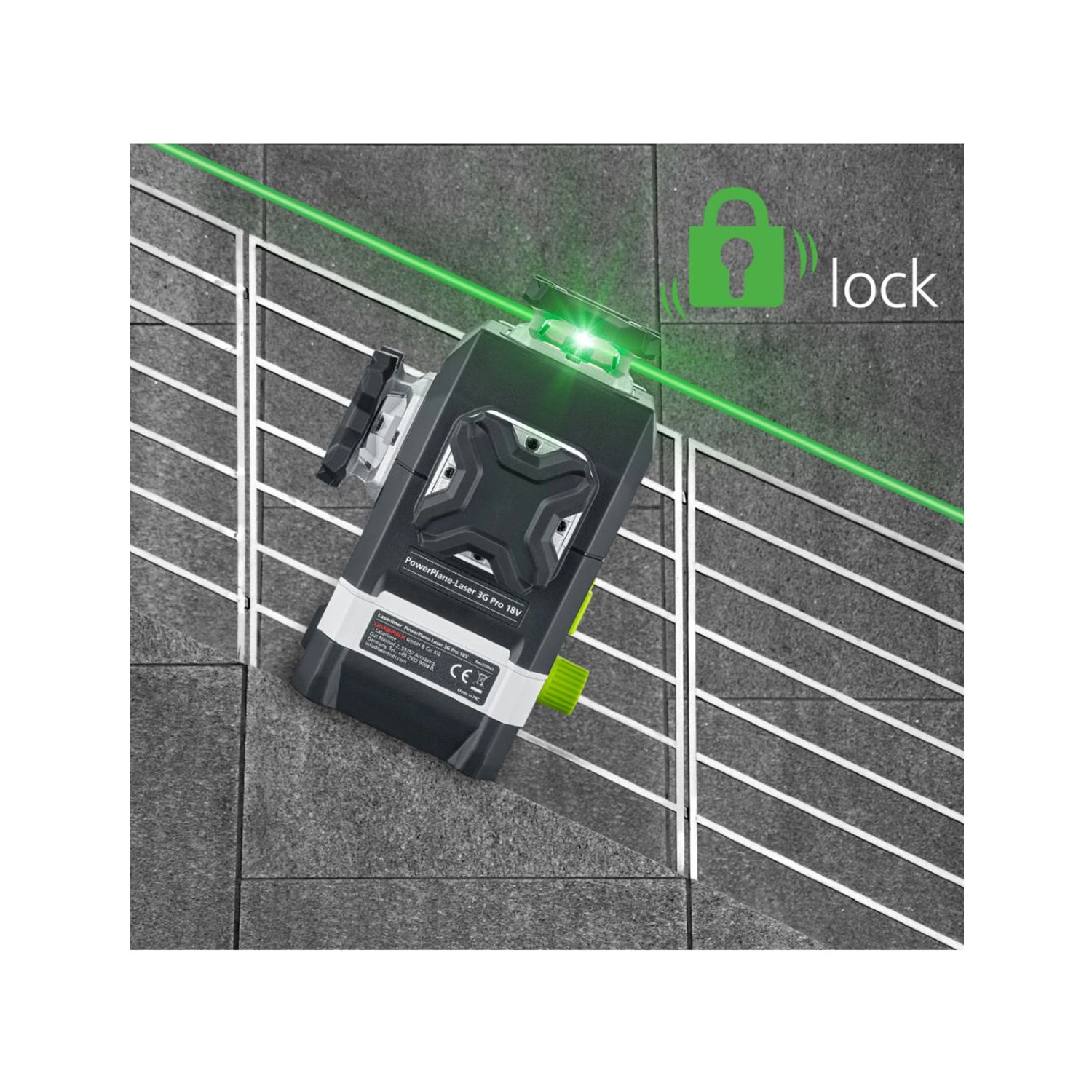 Laserliner PowerPlane-laser 3G Pro Multi-18V Laser à lignes croisées dans L-Boxx - 3 lignes - vert - 60 m