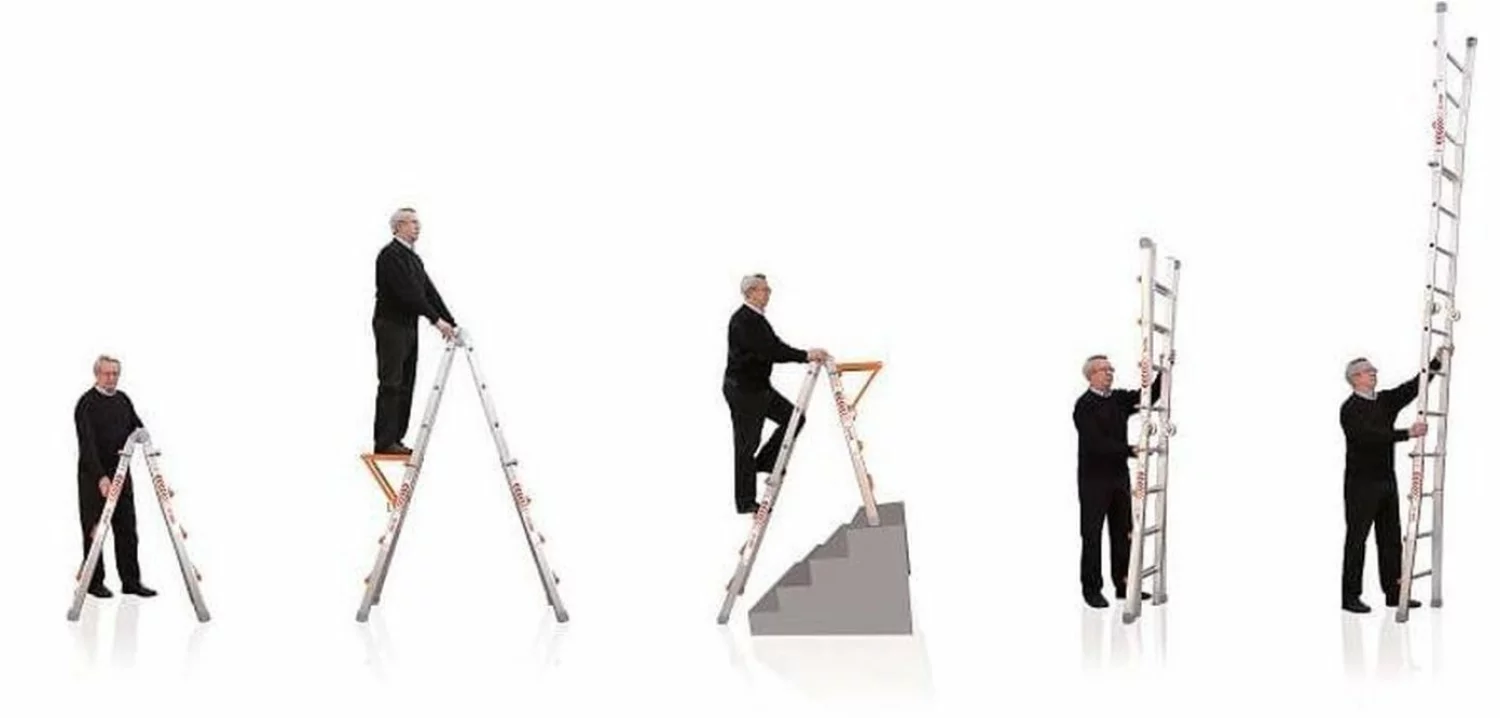 Little Jumbo Waku Model II Telescopische vouwladder - max. werkhoogte 5.7m - 4x5 sporten-image