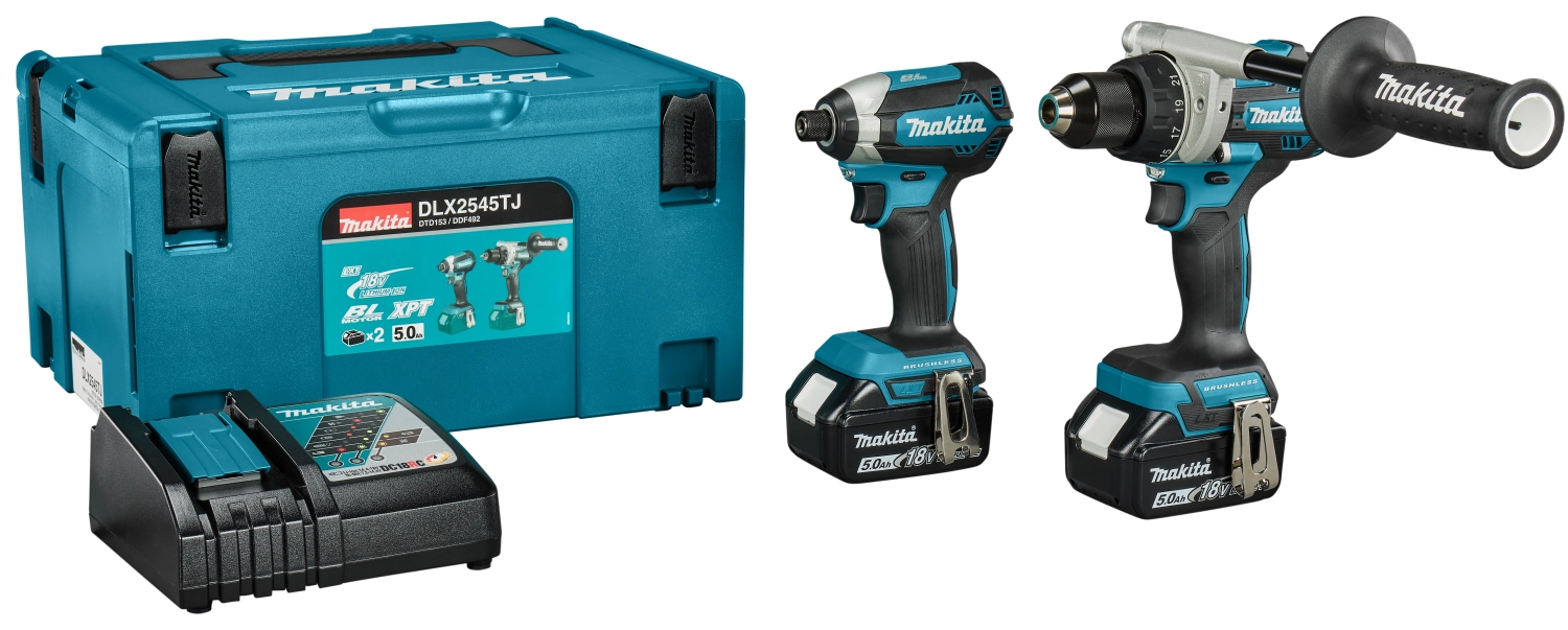 Makita DLX2545TJ 18V Li-ion accu boor-/schroefmachine (DDF492) & slagschroevendraaier (DTD153) combiset (2x 5.0Ah accu) in Mbox-image