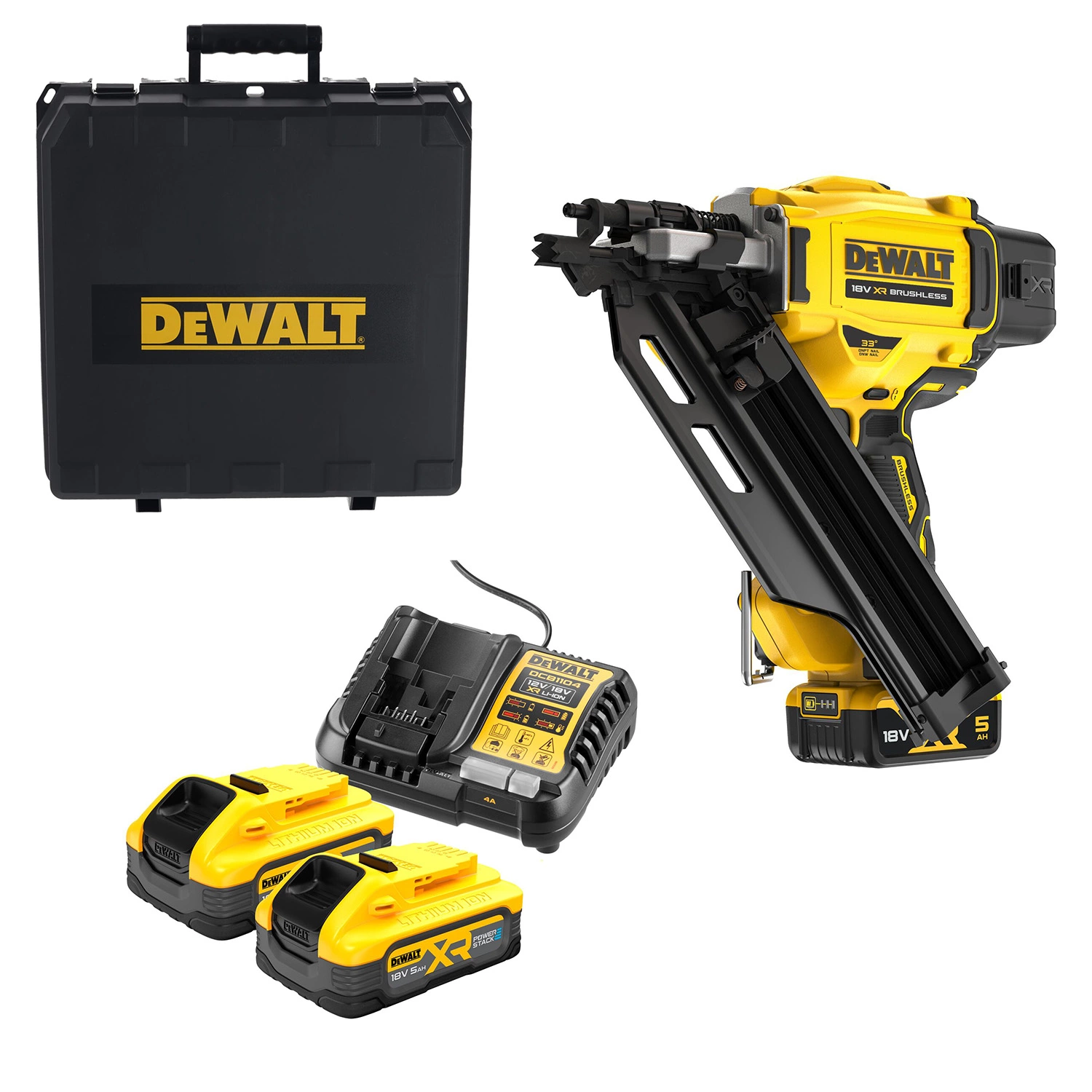 DeWALT DCN930P2-QW 18V Li-ion XR accu constructie tacker set (2x 5.0Ah) in TSTAK - Enkelschot & bumpfire - 50-90mm - koolborstelloos-image