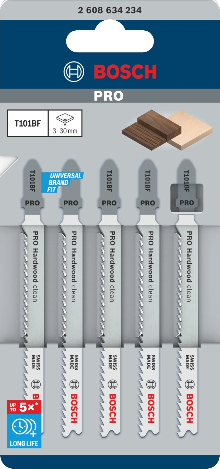 Bosch 2608634234 / T 101 BF BiM Decoupeerzaagblad Clean - Hard hout (5st)-image