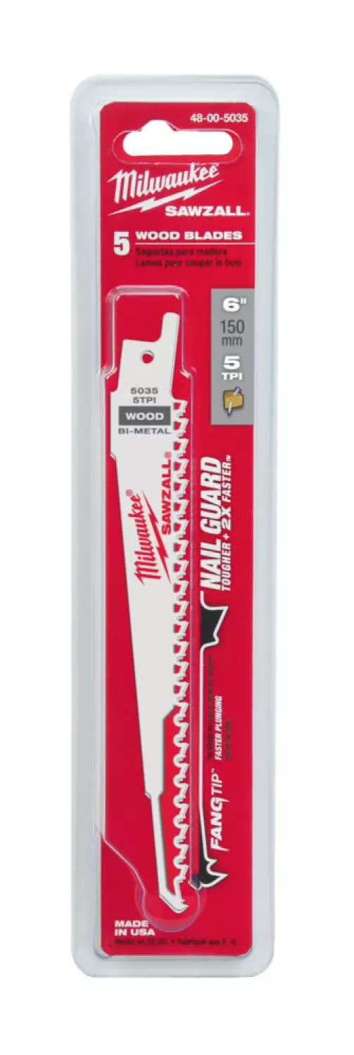 Milwaukee 48005035 Lame de scie sabre 150 / 4,2 mm (5 pièces) - 150mm - S611DF-image