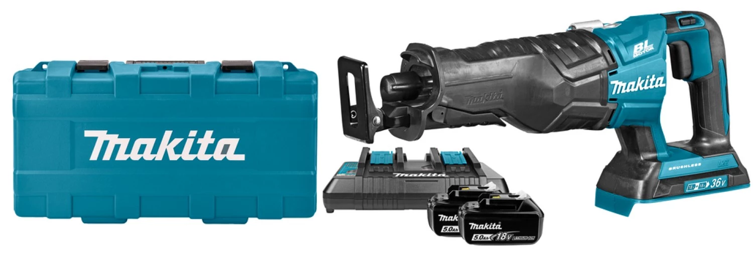 Makita DJR360PT2 36V (2x18V) Li-Ion accu reciprozaag set (2x 5.0Ah accu) in koffer - snelwissel - variabel - koolborstelloos-image