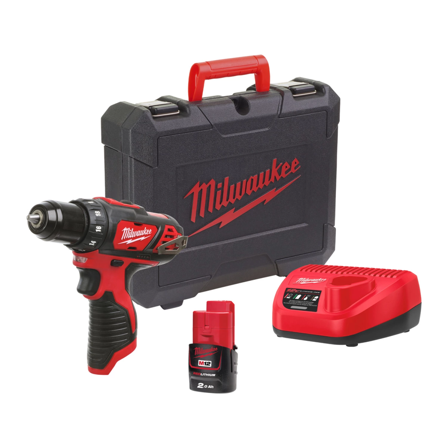 Milwaukee M12 BDD-201C - Perceuse visseuse Li-Ion 12V (1x batterie 2,0Ah) dans mallette - 30Nm-image