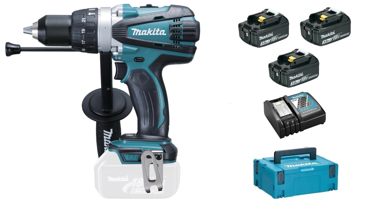 Makita DHP458RF3J 18V Li-Ion accu klopboor- /schroefmachine set (3x 3.0Ah accu) in Mbox-image