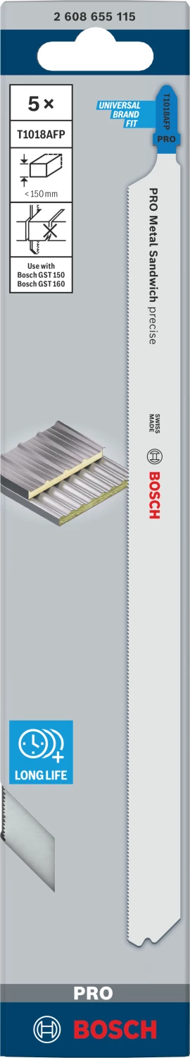Lames de scie sauteuse Bosch 2608655115 PRO T1018AFP Senwich - métal (5 pièces)-image