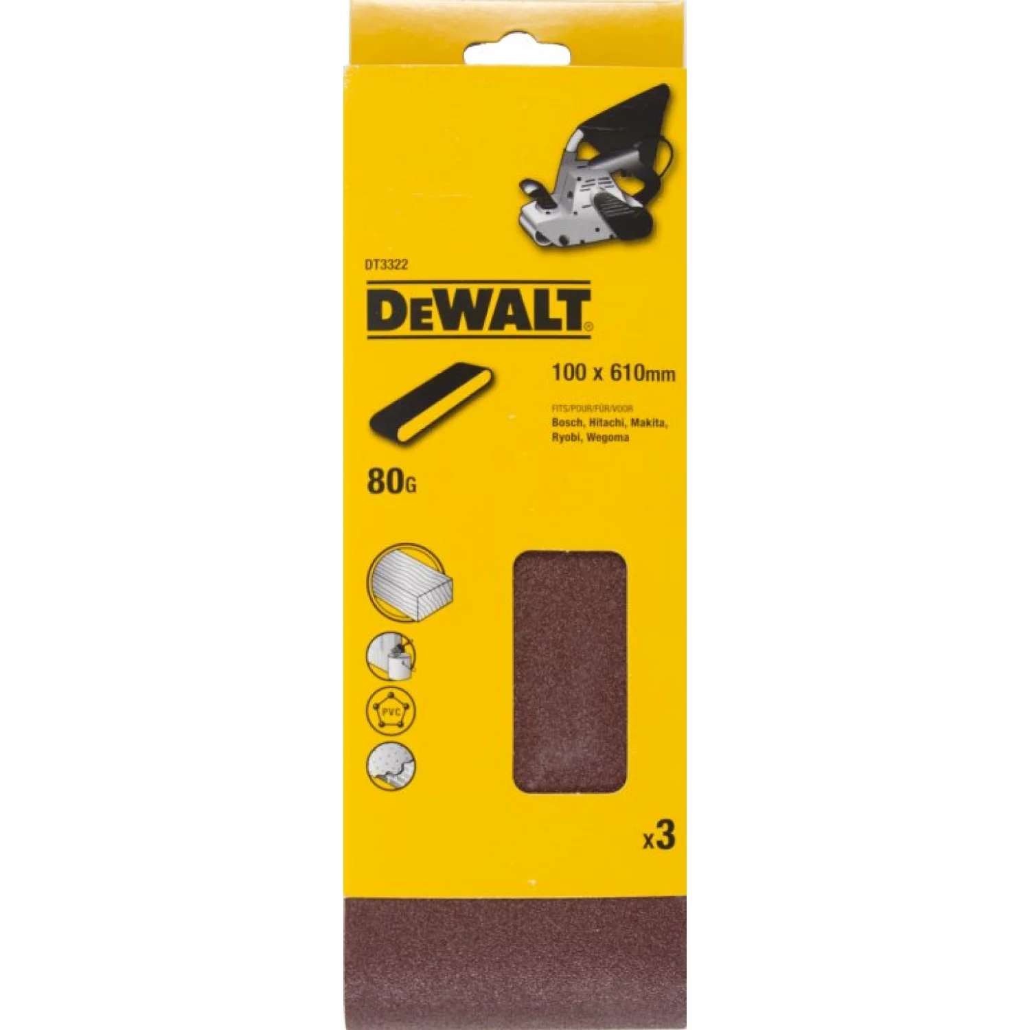 DeWALT DT3322 Schuurband - K80 - 100x610mm - 3st