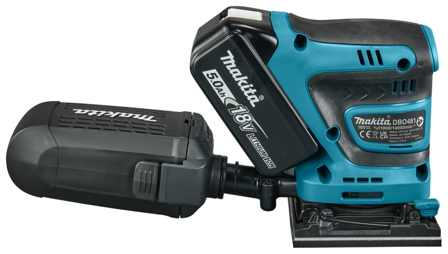 Makita DBO481RTJ LXT 18V Li-ion Accu vlakschuurmachine set (2x 5,0Ah) in Mbox - 114x140mm-image