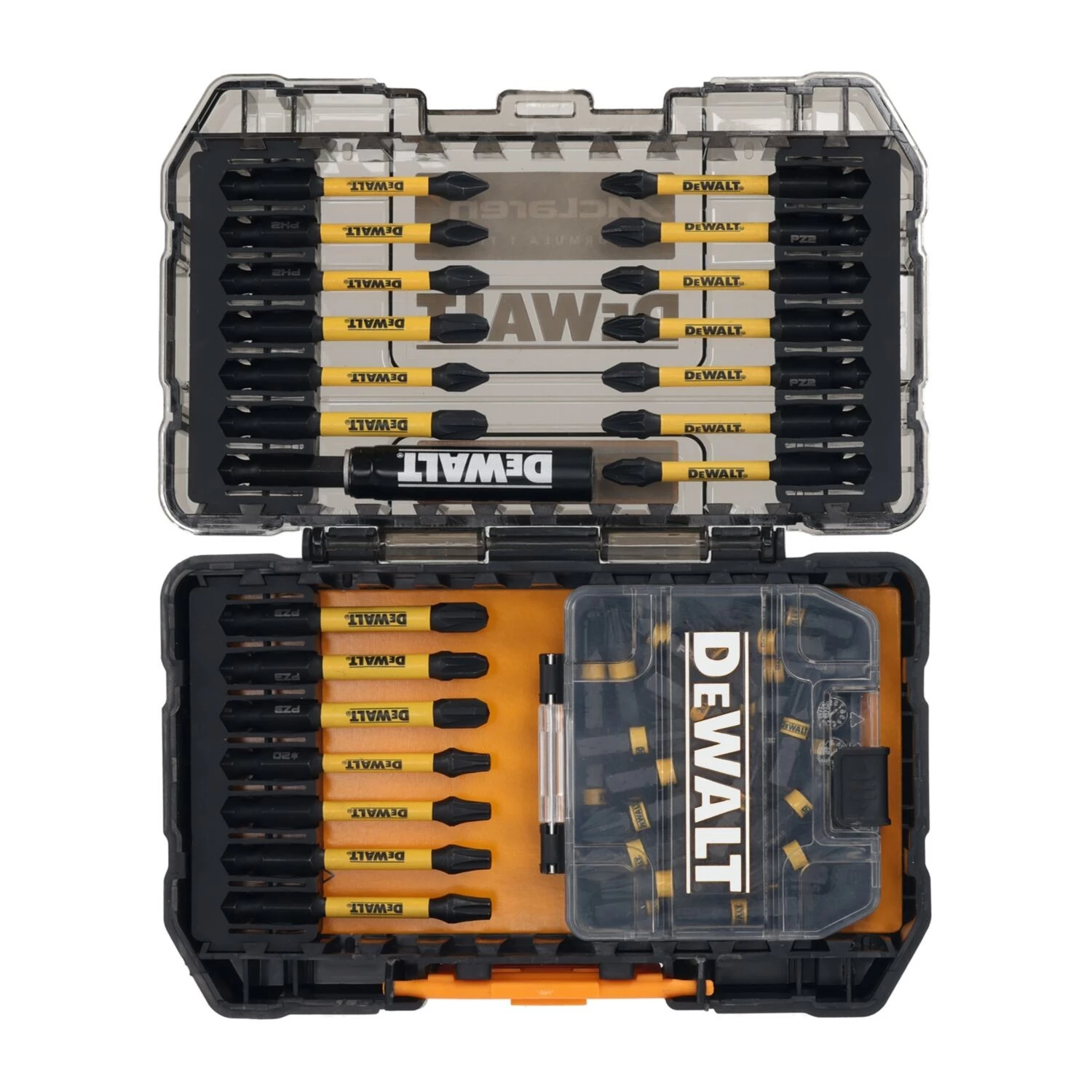DeWALT X MCLAREN DT70908T-QZ Jeu de 57 embouts de vissage avec porte-embouts magnétique à choc