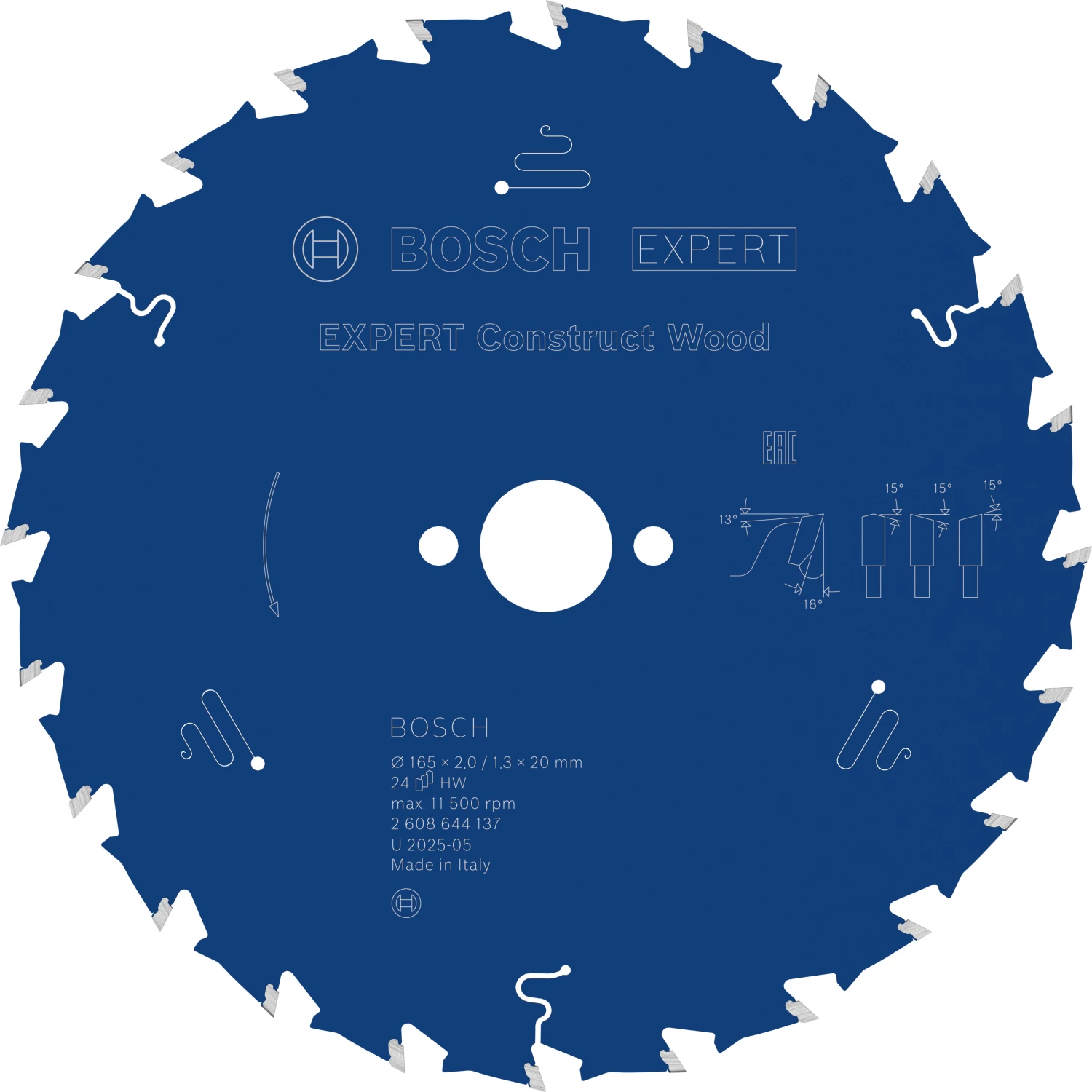 Bosch 2608644137 - Lame de Scie Circulaire Expert pour Construct Wood, 165 x 20 x 2 mm, 24D-image