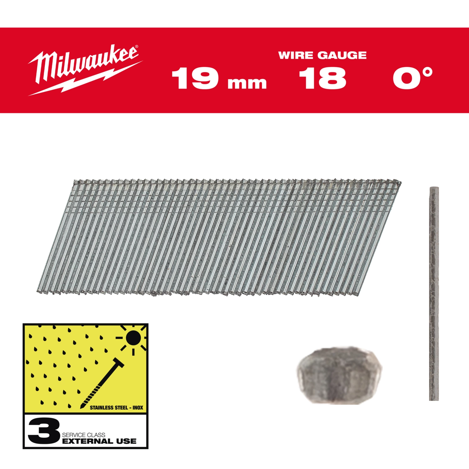 Milwaukee 4932492558 Pointes bradées Inox 18G/19mm/SC3-10kpc-image