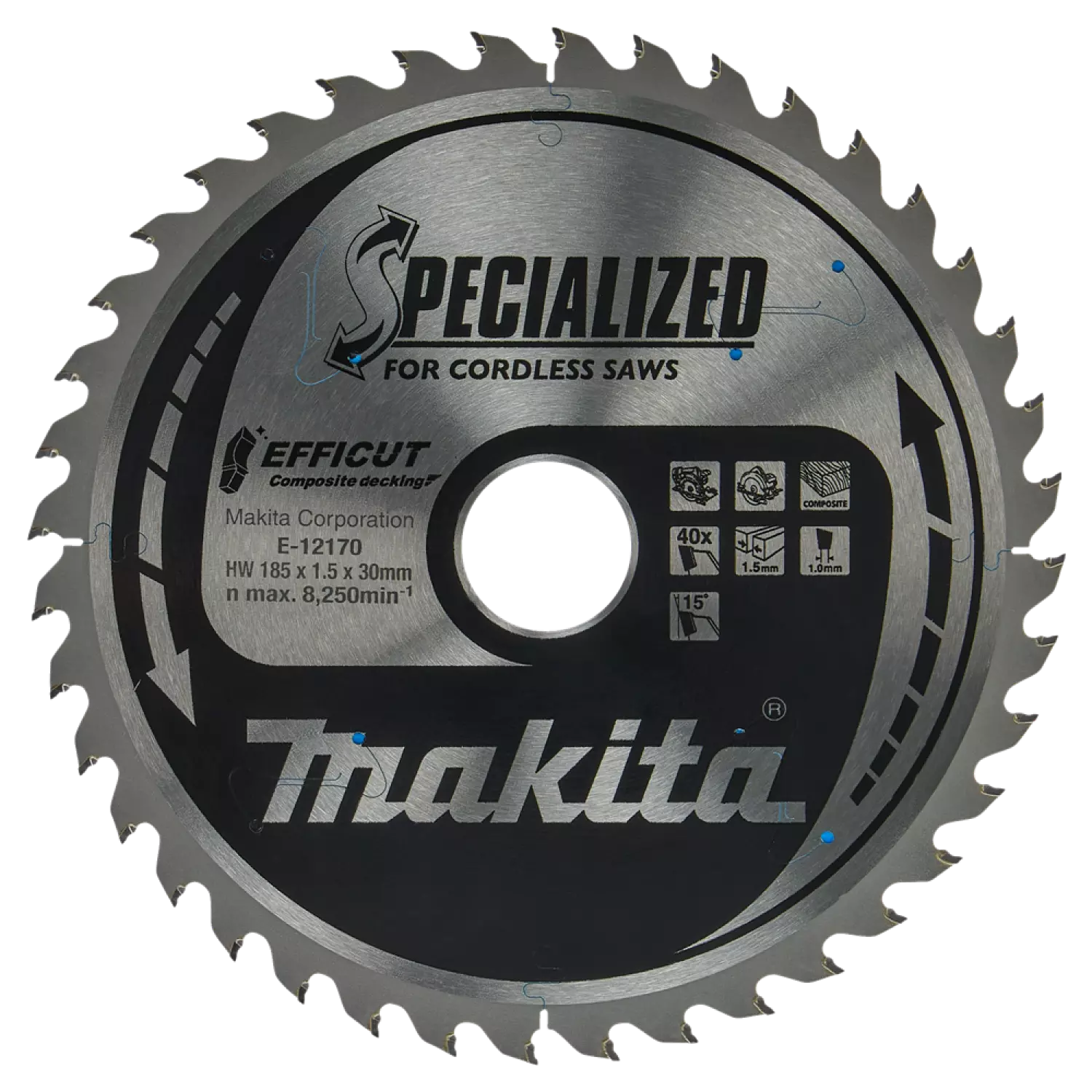 Makita E-12170 Efficut Lame de scie circulaire WPC - 185x30x1,5mm 40T-image