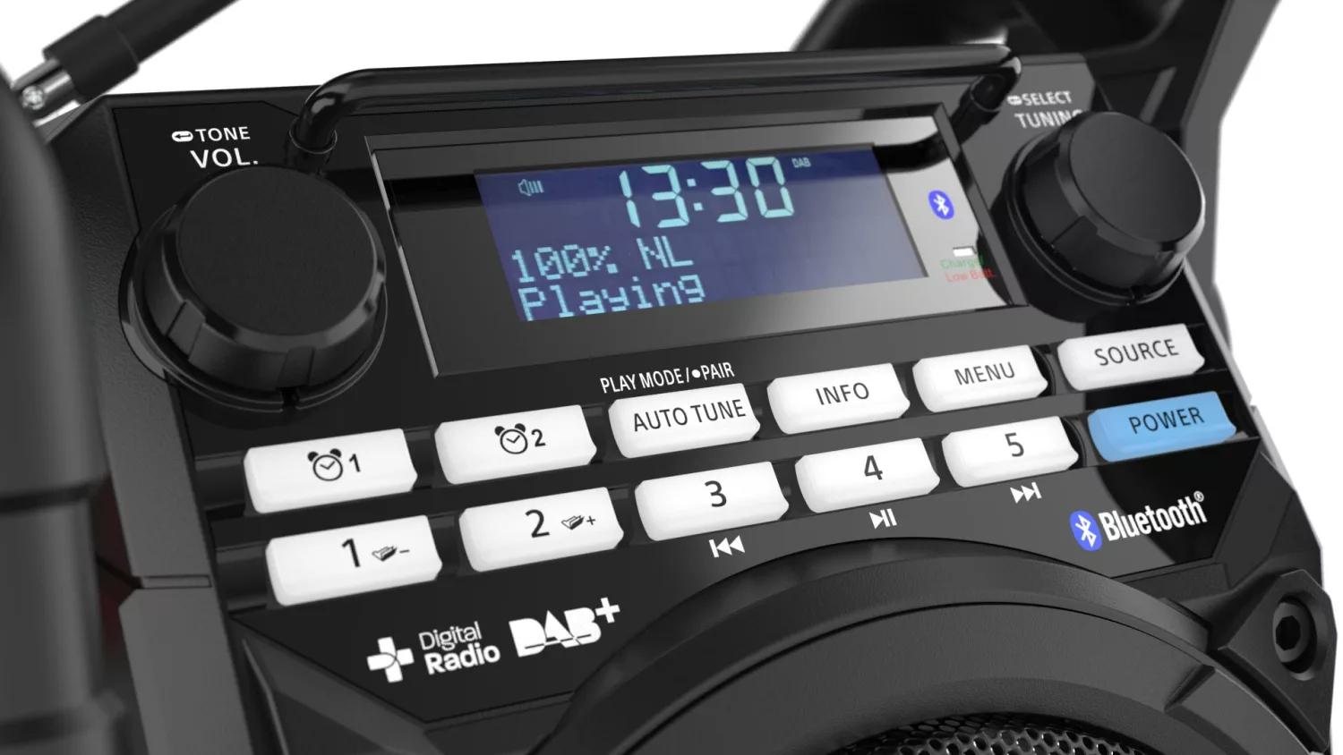 PerfectPro TP3 Bouwradio - FM RDS / DAB+ - AUX-in - bluetooth - werkt op netstroom en batterij-image