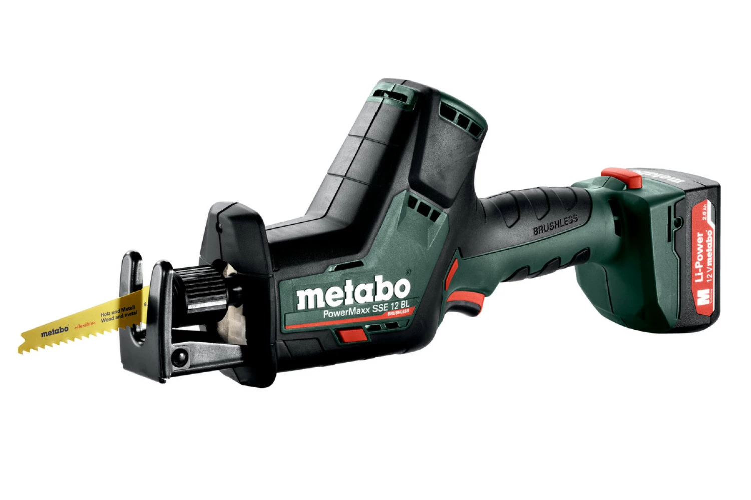 Metabo PowerMaxx SSE 12 BL 12V Li-Ion scie à sabre sans fil (2x 2.0Ah batteries) en mallette-image