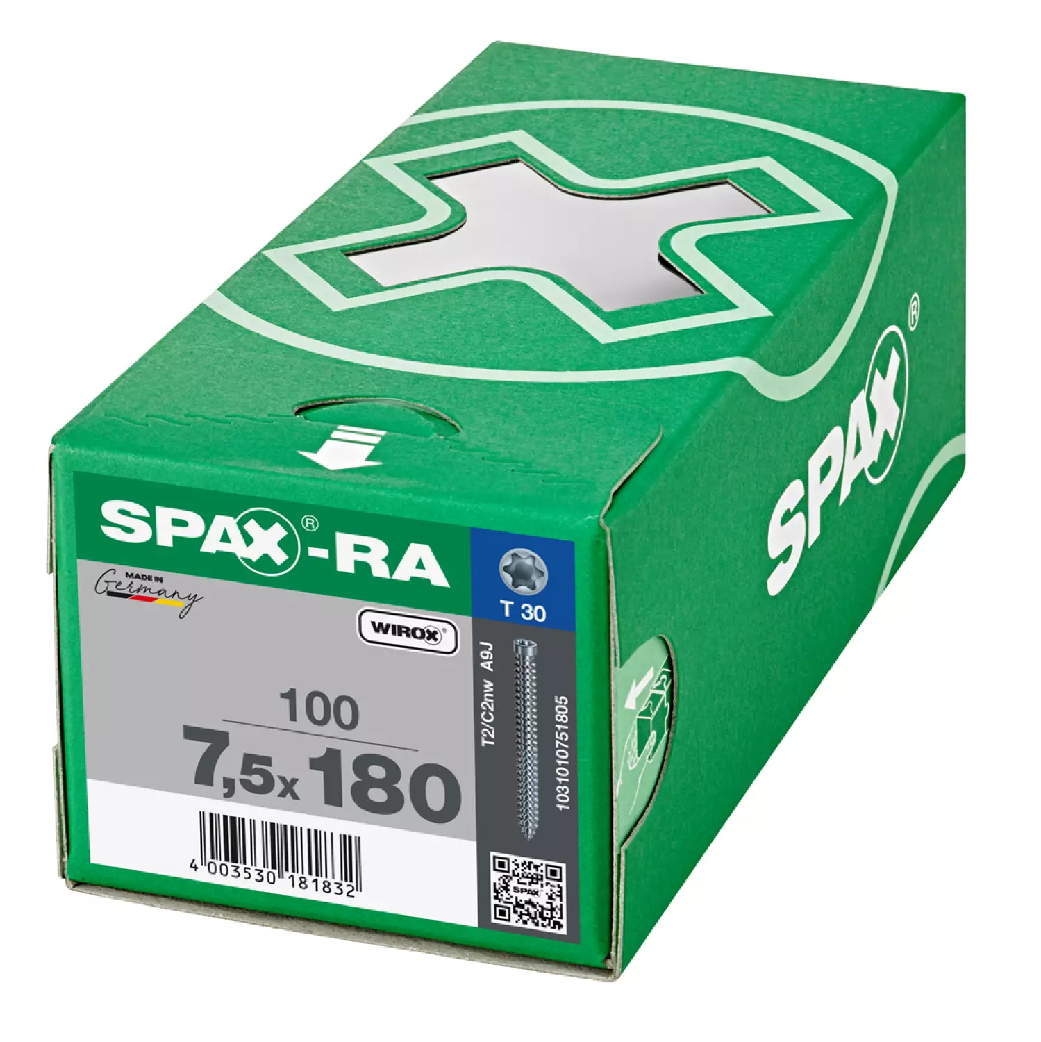 SPAX 1031010751805 Kozijnschroef - Cilinderkop - 7,5x180 - Voldraad - T-STAR plus TX30 - WIROX - 100st-image