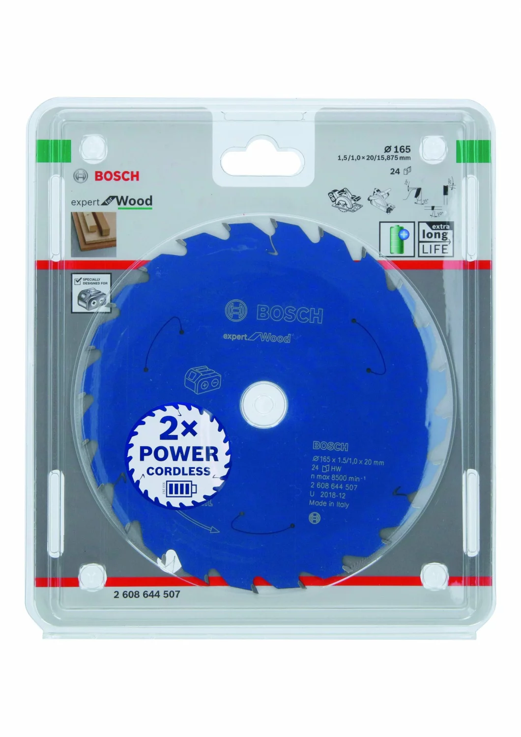 Bosch 2608644507 - Lame pour scie circulaire ACCU Expert for Wood 165x20x1.5/1x24T-image
