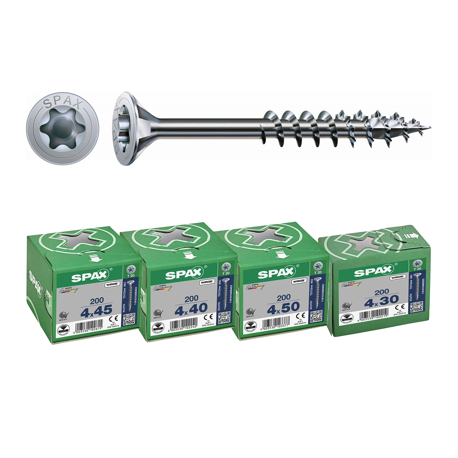 SPAX 4-Delige Universele schroefset - T-STAR plus T20 - Platverzonken kop - Voldraad - WIROX (800st)-image