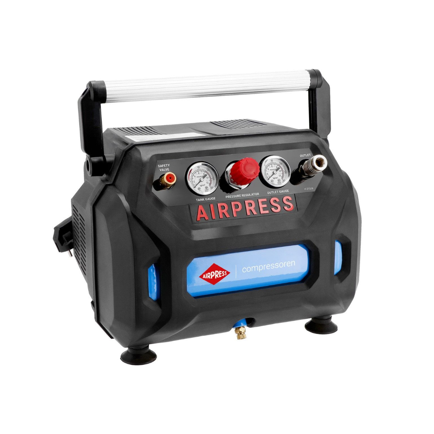 Airpress H 215-6 Compressor - Olievrij - 8bar - 92l/min - 6L - met gratis 7-delige Airpress accessoiresset