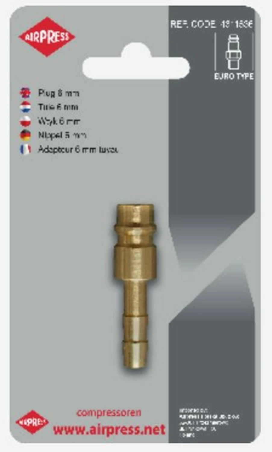 Airpress 4346837 - Insteeknippel 8mm Euro-image