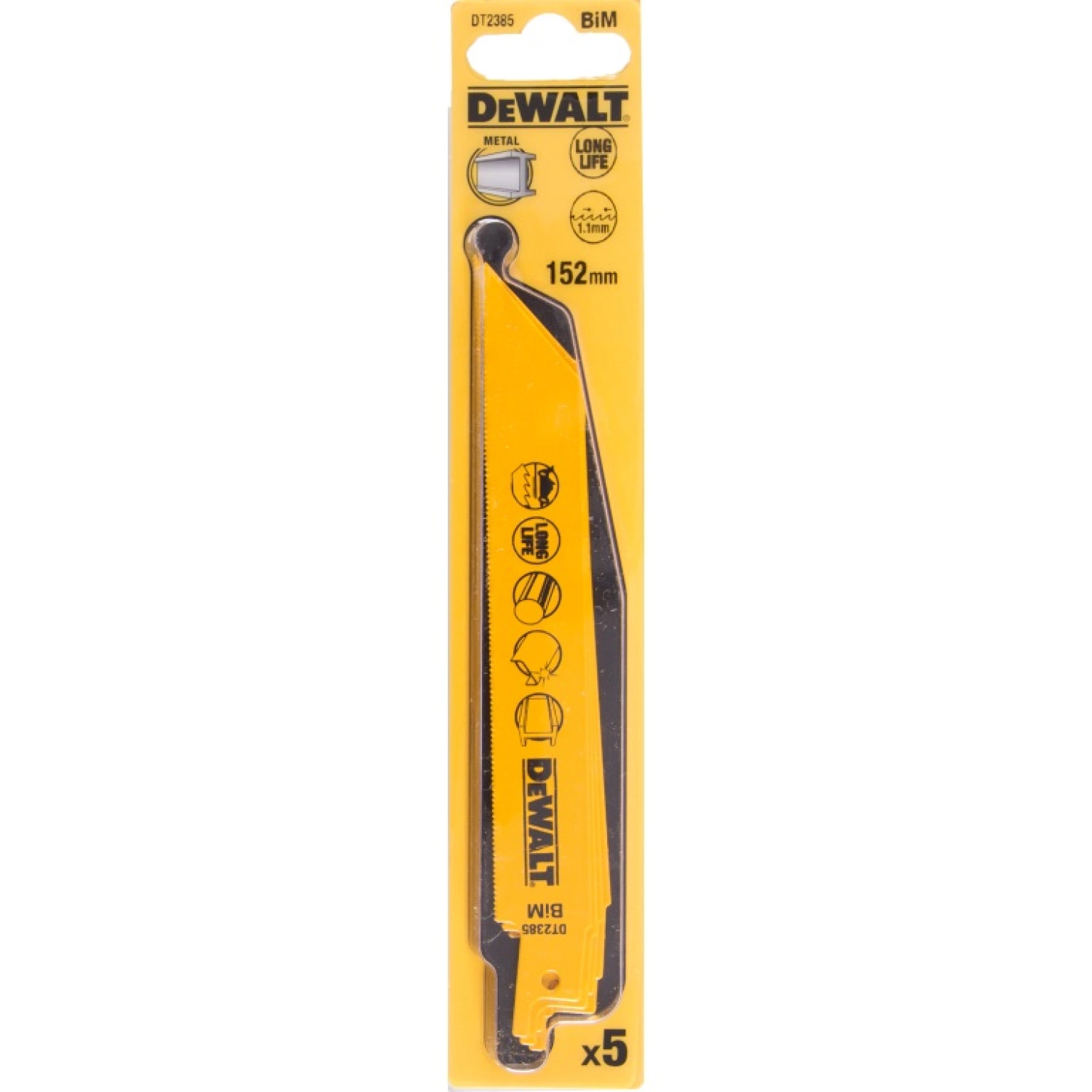 DeWALT DT2385 Reciprozaagblad - 152 x 1,1mm - Metaal (5st)-image