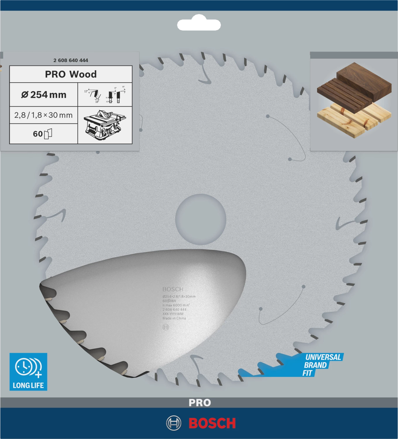 Bosch 2608640444 - Lame de Scie Circulaire Optiline Wood, 254 x 30 x 2,8 mm, 60D-image