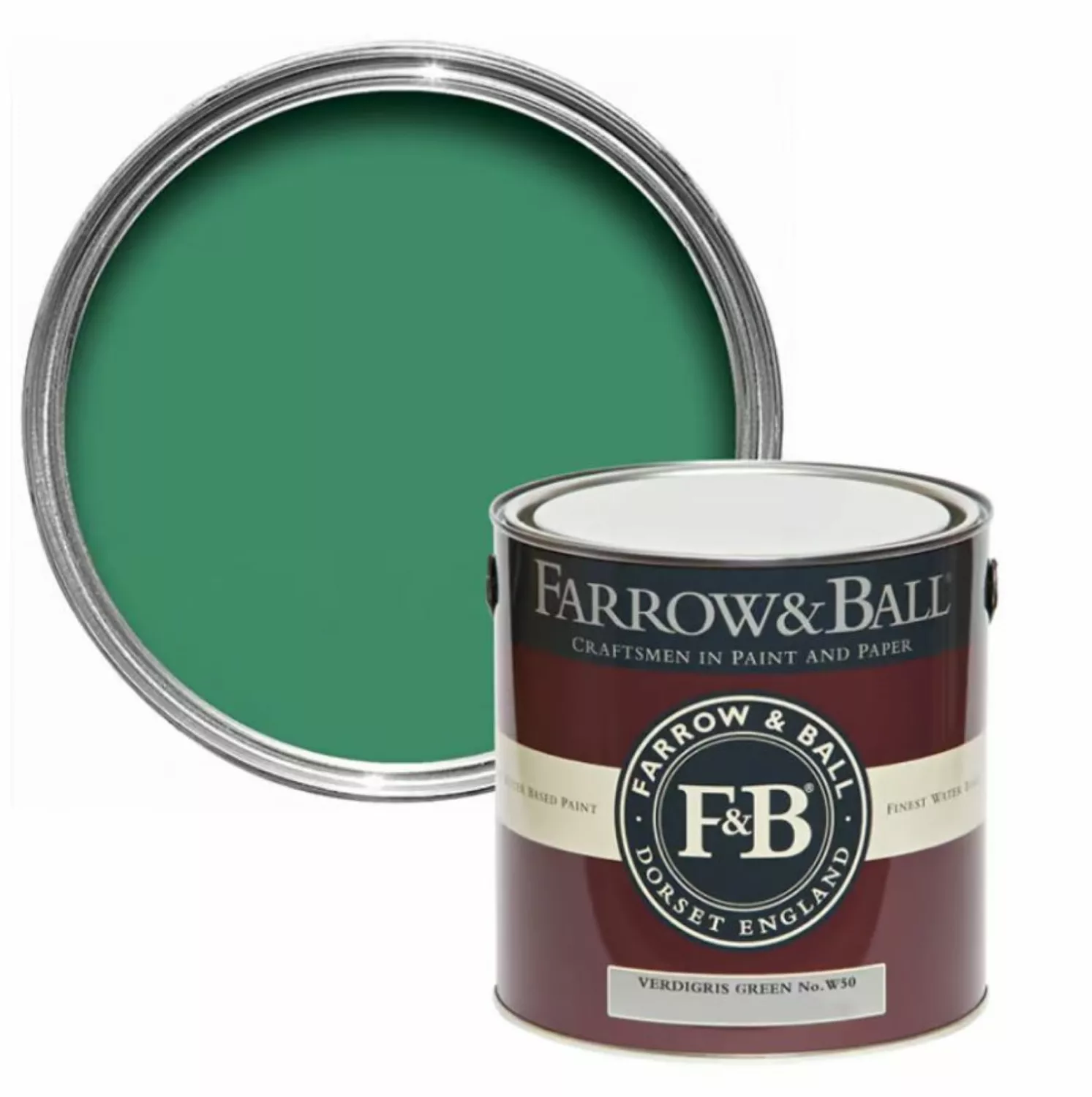 Farrow & Ball Modern Eggshell Verdigris Green No. W50 750ml-image