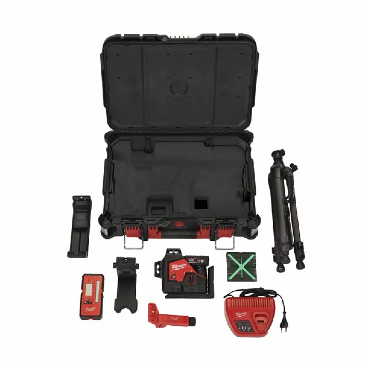 Milwaukee M12 3PLKIT-401P Kit laser sans-fil - 12V Li-Ion - (1x 4,0 Ah) - coffret - 3 lignes - Vert - 38 m-image