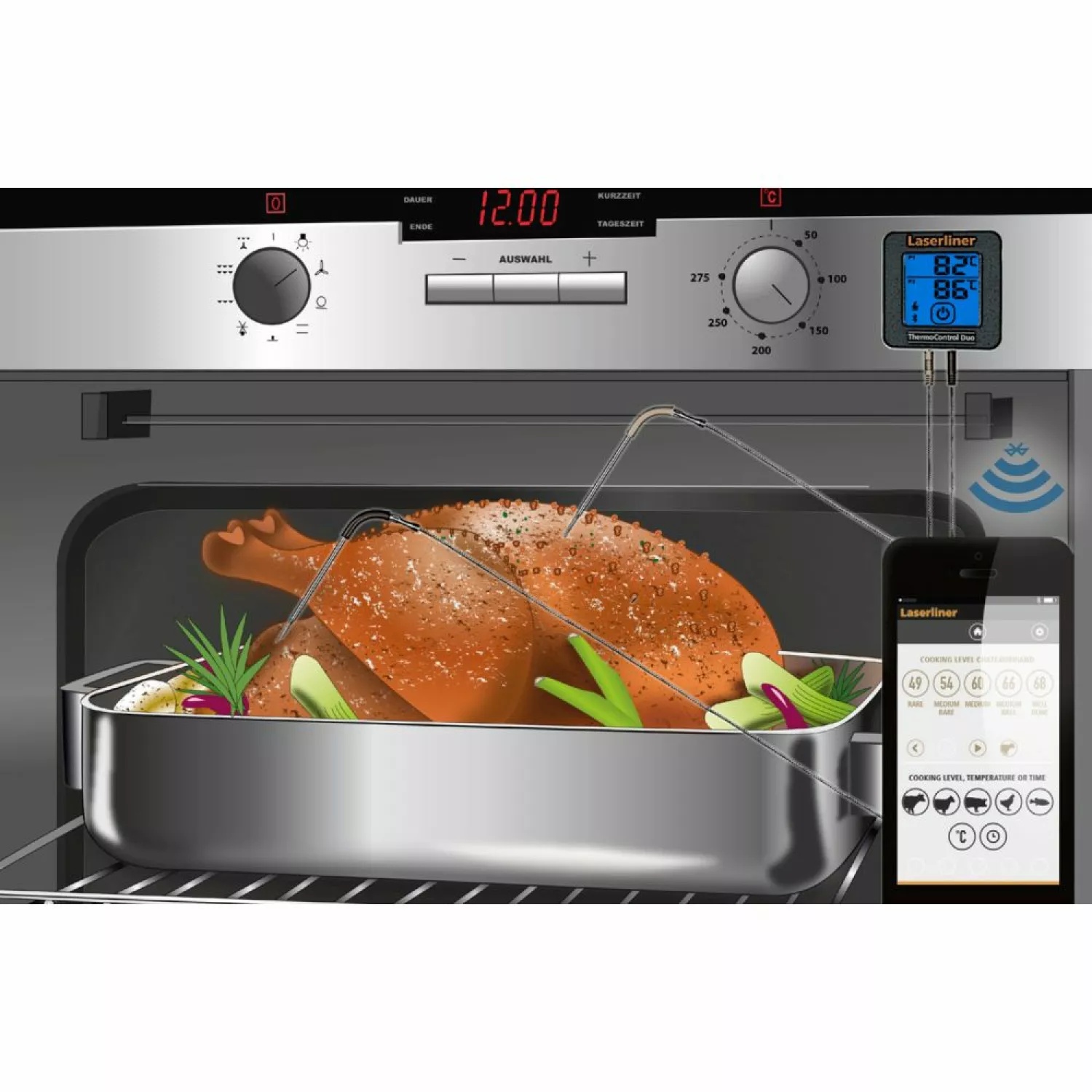 Laserliner 082.429A - Thermomètre numérique pour degré cuisson plats à base de viande ThermoControl