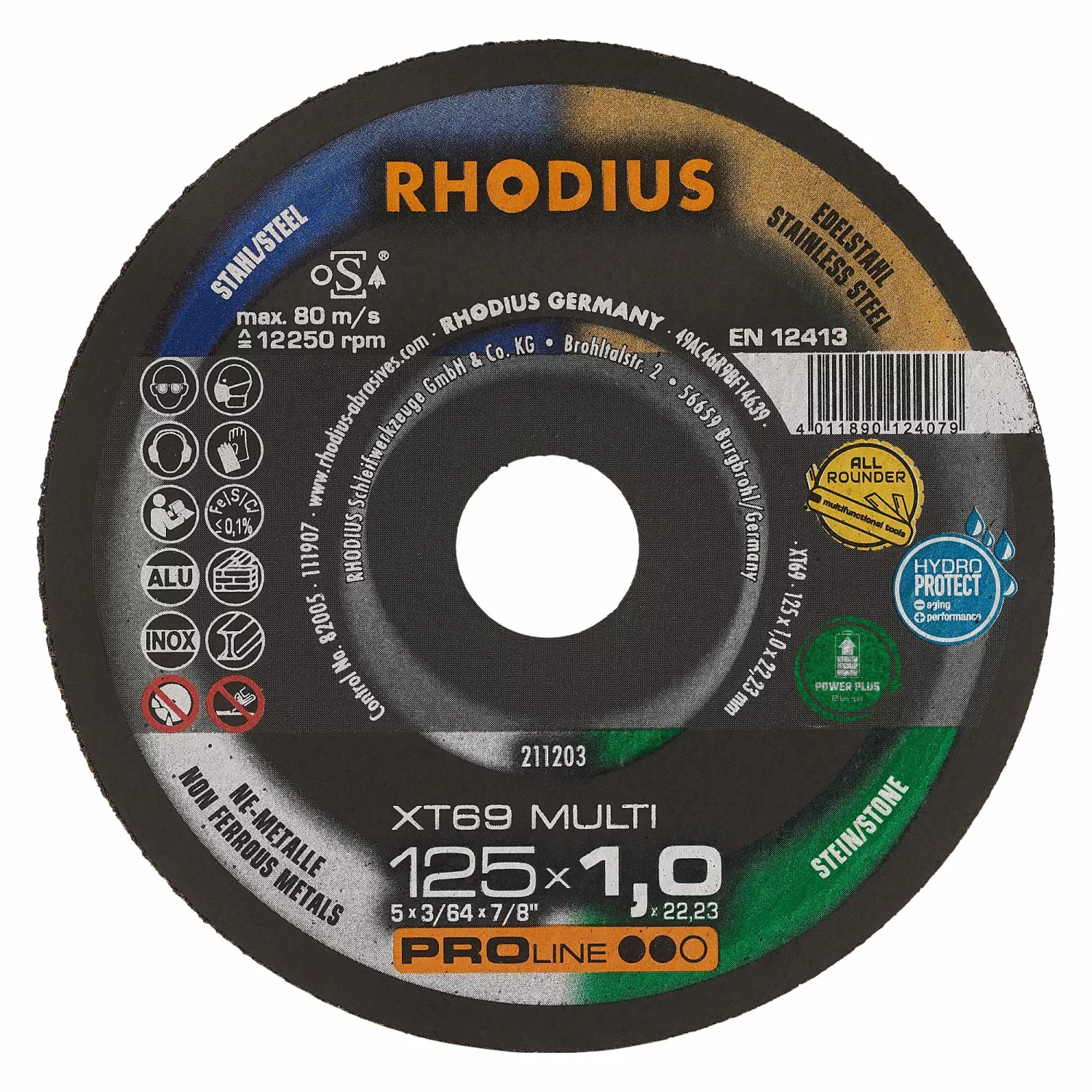 Rhodius 211203 XT69 MULTI PROline ll Doorslijpschijf extra dun 125x1,0x22,23 (25 st)-image