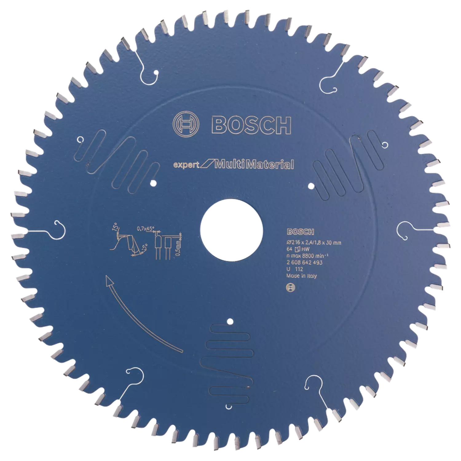 Bosch 2608642493 - Lame de Scie Circulaire Expert pour Multi Material, 216 x 30 x 2,4 mm, 64D-image