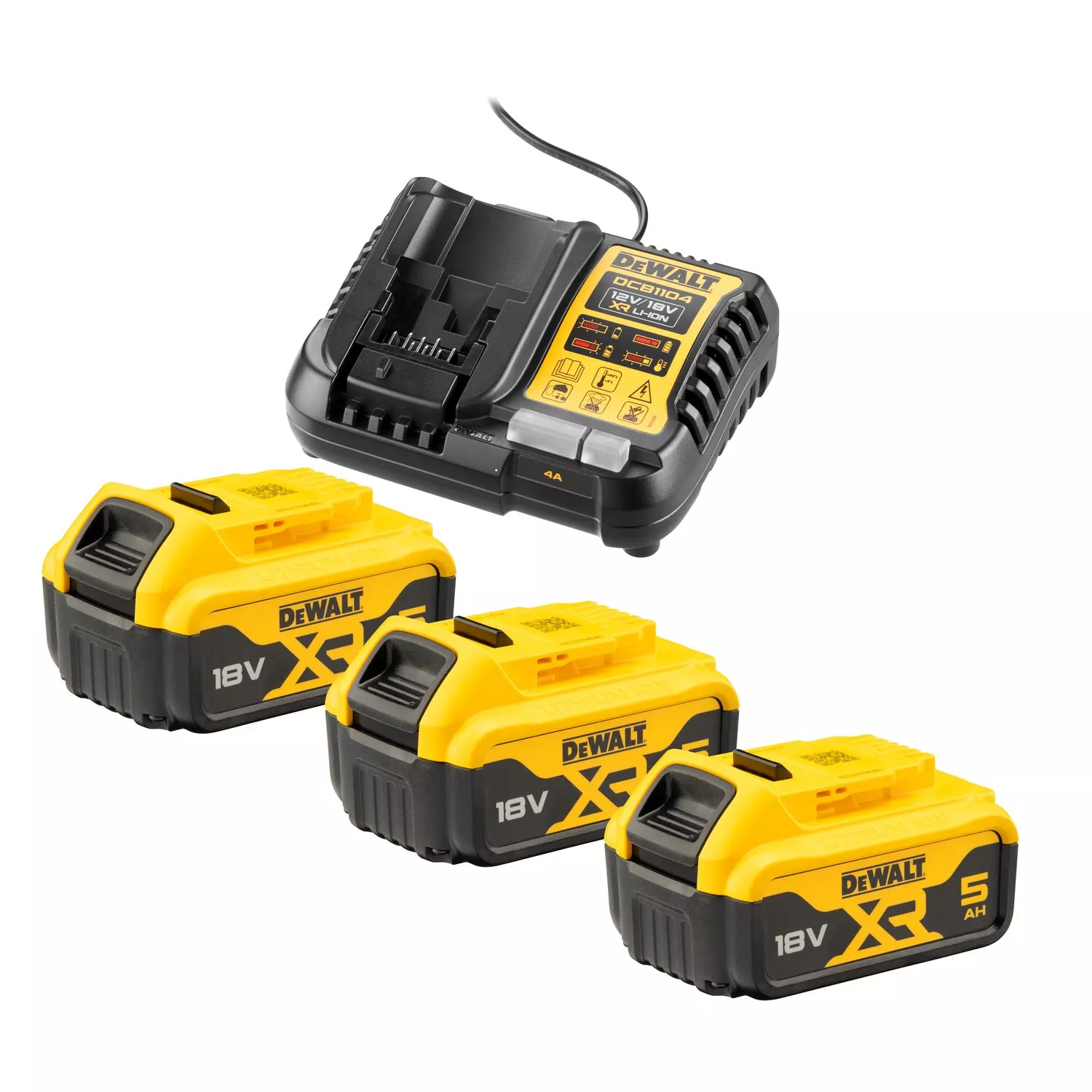DeWALT DCB1104P3 18V Li-ion XR accu Starterset (3x 5.0Ah) + lader-image