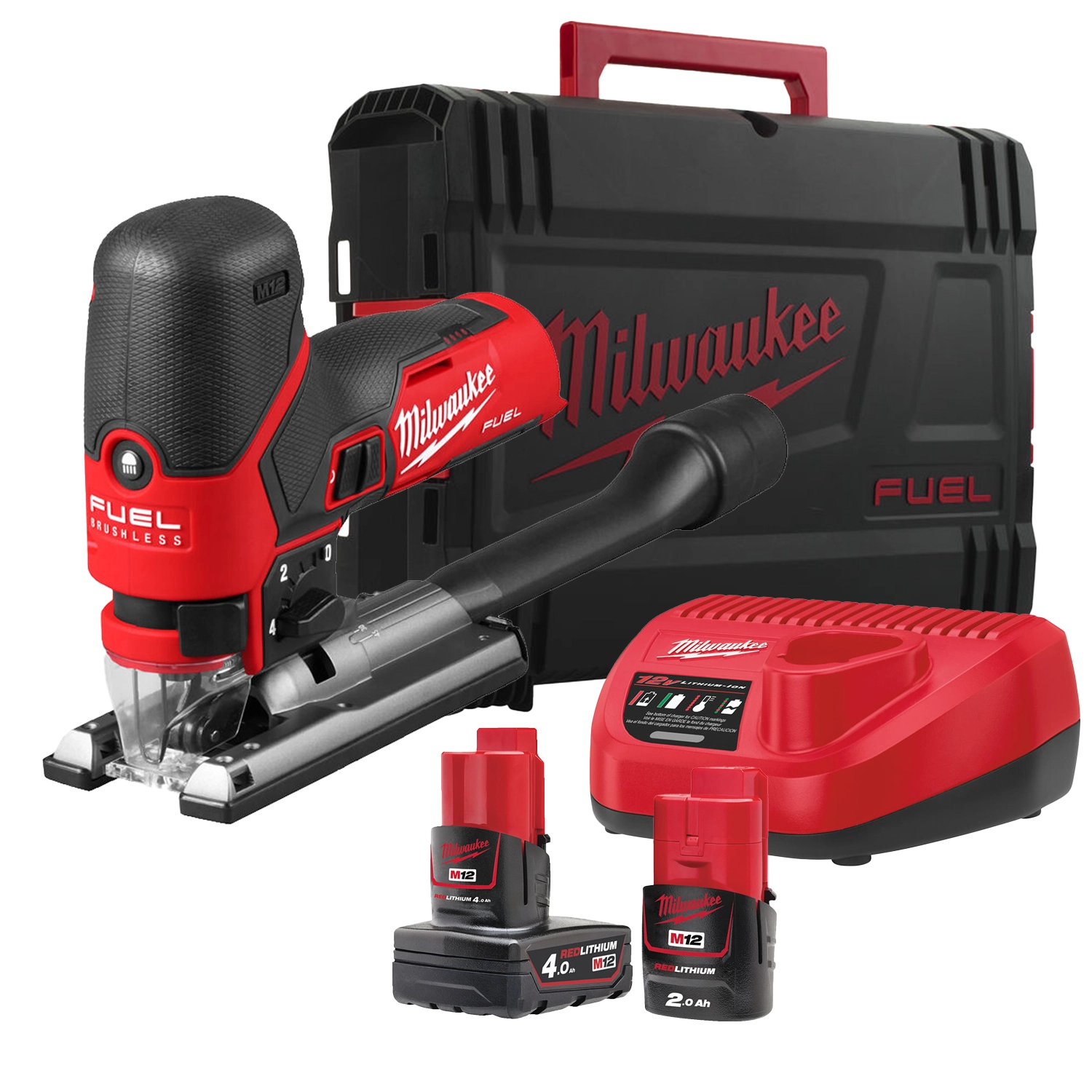 Milwaukee M12 FJS-422X 12V Li-ion accu decoupeerzaag set (1x 4.0Ah + 2.0Ah accu) in HD Box-image