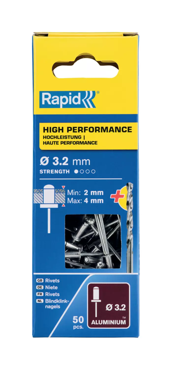 Rapid 5000383 Blindklinknagels incl. boor - Aluminium/Staal - 3,2x8mm (50st)-image