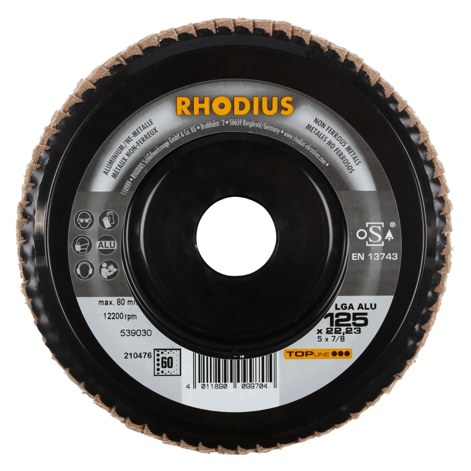 Rhodius 210476 LGA ALU K60 TOPline lll Disque à lamelles 125 x 22,23mm (10 pcs) K60-image