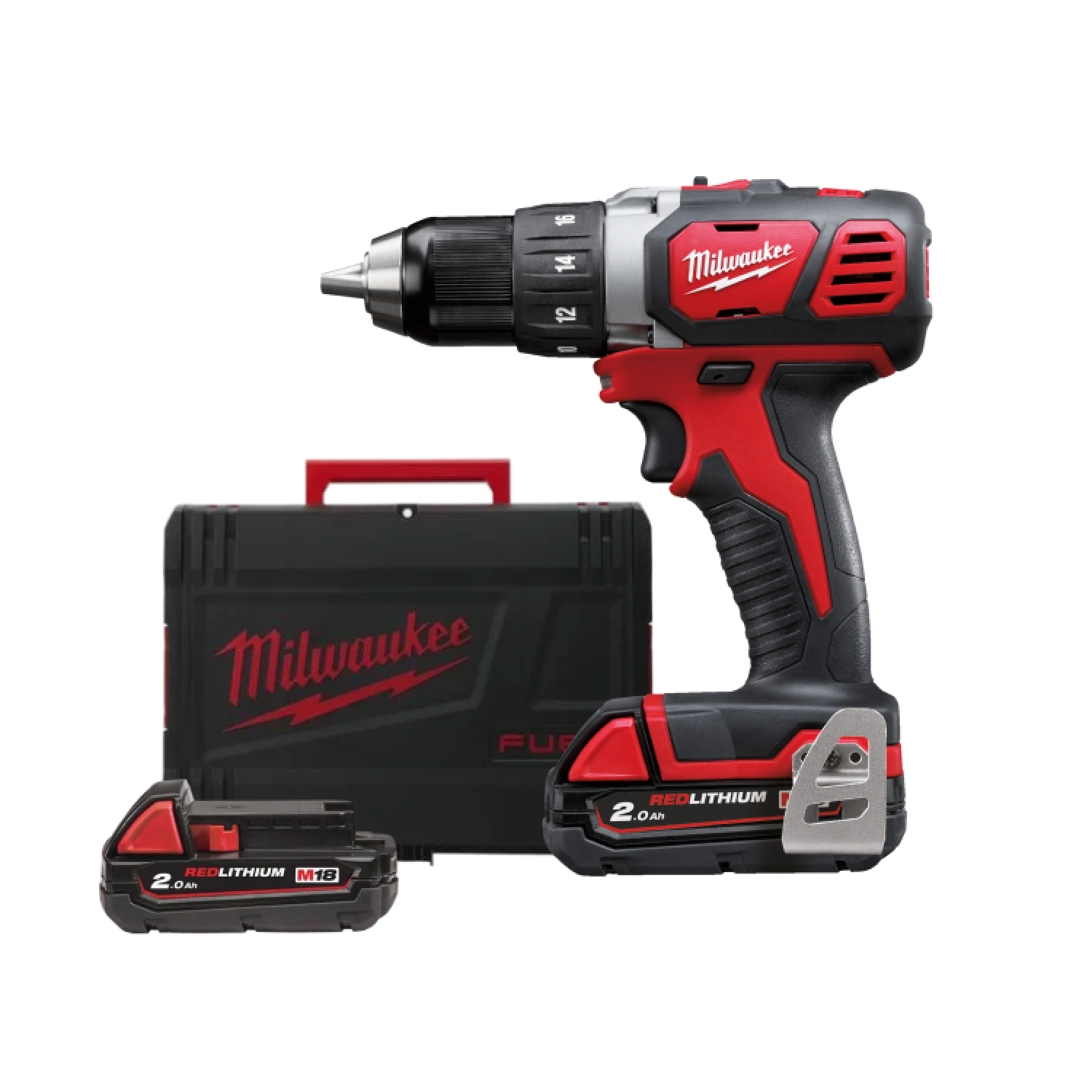 Milwaukee M18 BDD-202X 18V Li-Ion accu boor-/schroefmachine set (2x 2.0Ah accu) in HD Box-image