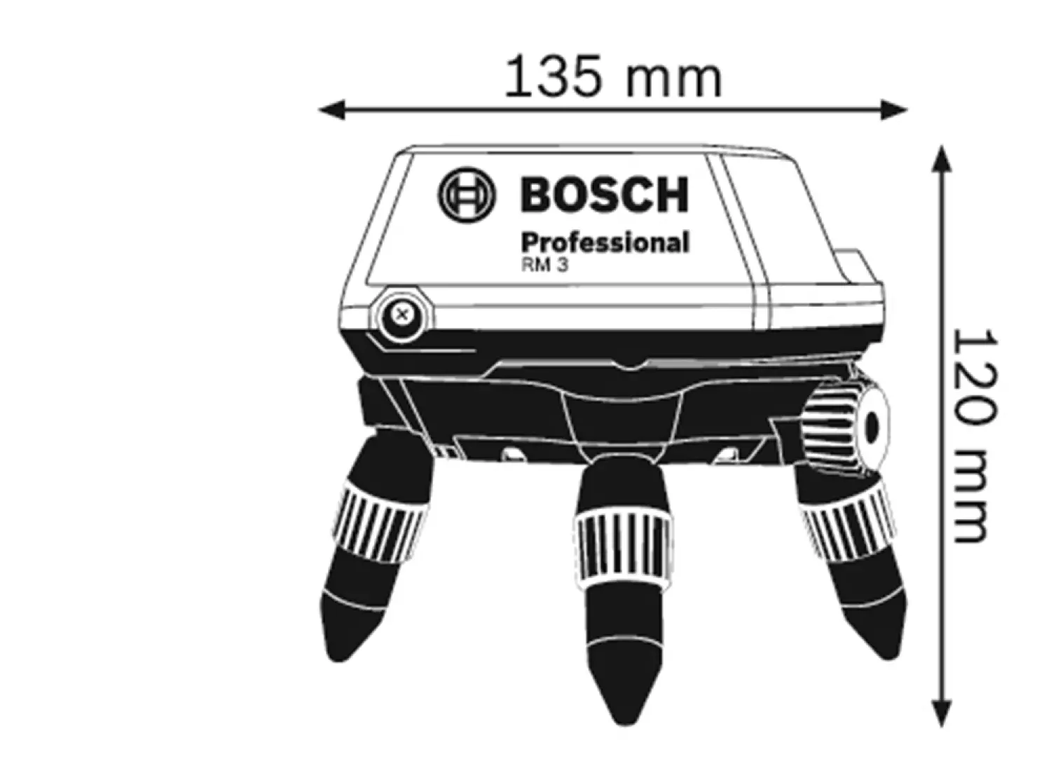 Bosch RM3 Support Laser - 120 x 135mm + RC 2 Télécommande