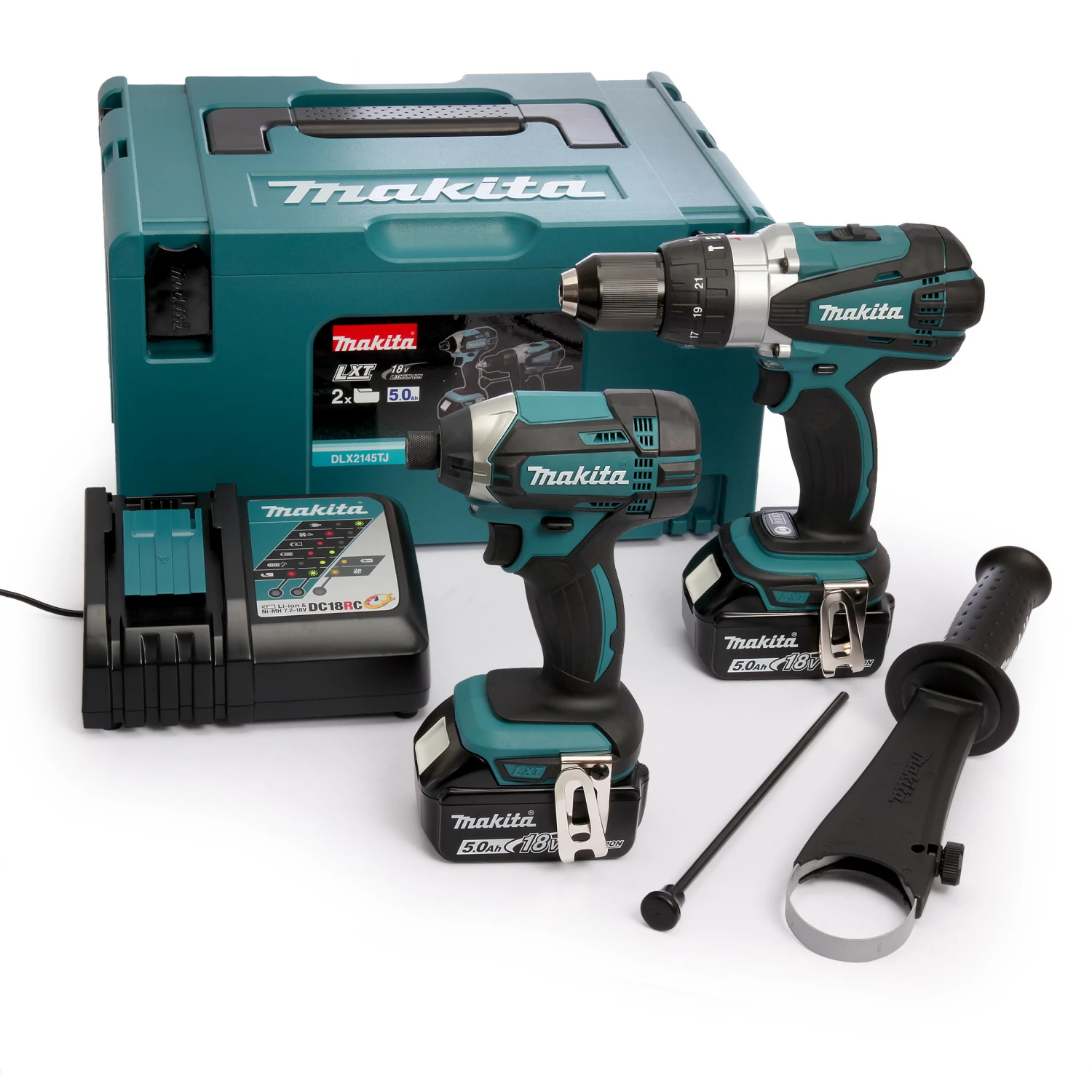 Makita DLX2145TJ 18V Li-Ion accu klopboor-/schroefmachine (DHP458) & slagschroevendraaier (DTD152) combiset (2x 5.0Ah accu) in Mbox-image