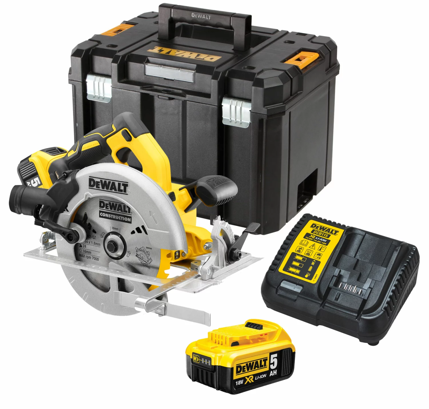 DeWALT DCS570P2-QW 18V Li-ion XR accu cirkelzaag set (2x 5.0Ah) in TSTAK - 184mm-image