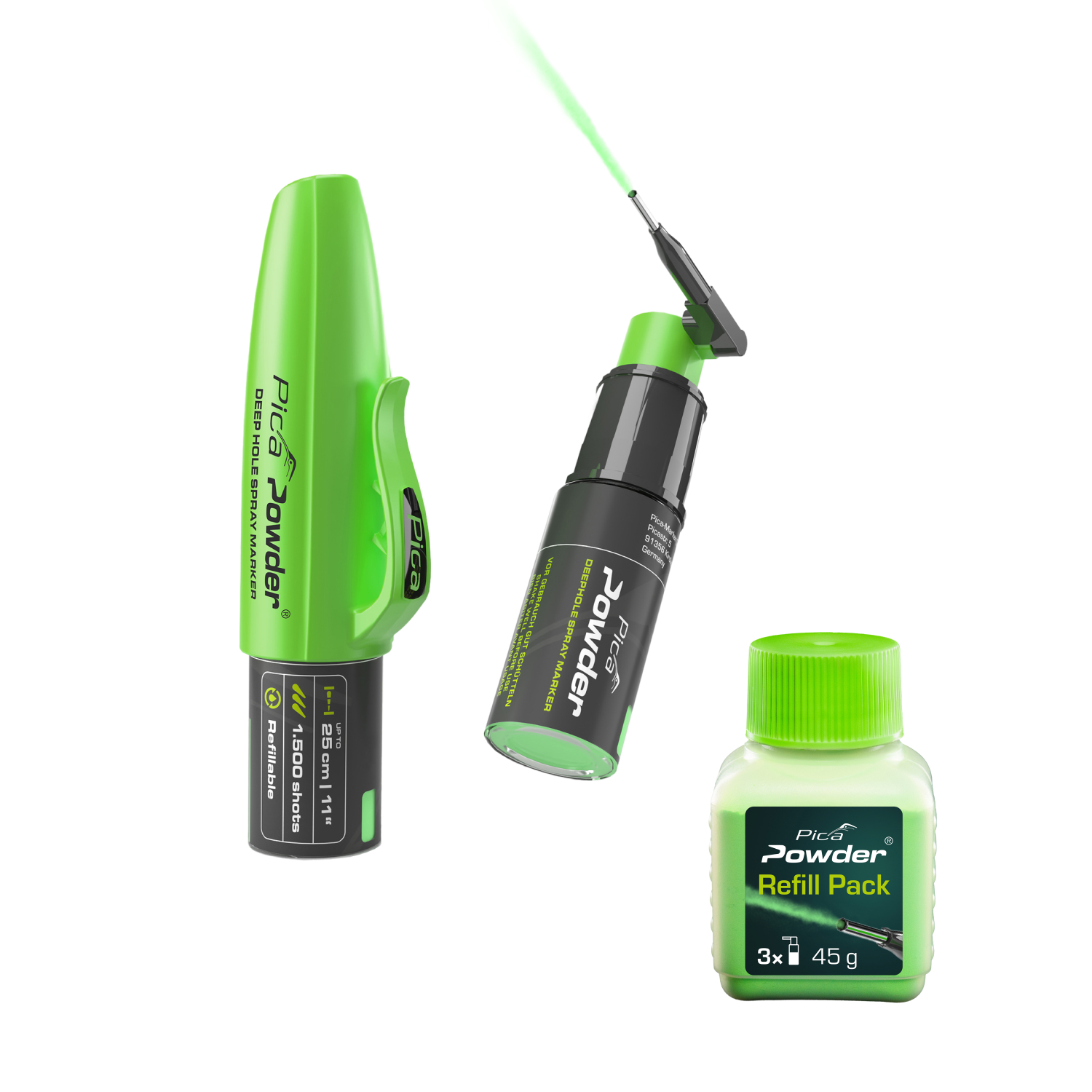 Pica 2020 Powder Markeerspray diep gat - Groen + navulling-image