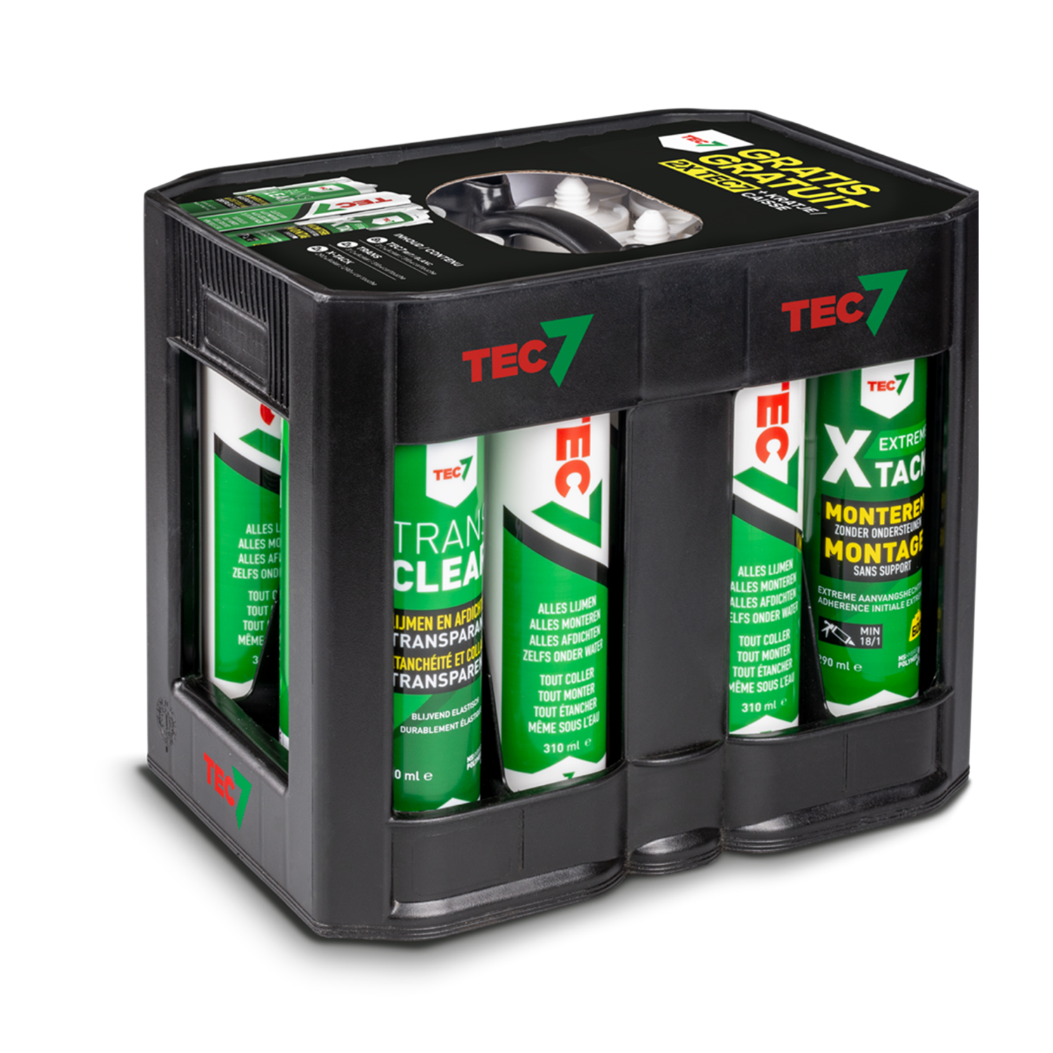 TEC7 Promo 8x Montagekit wit, 2x X-tack Wit en 2x Trans kit in promokrat (10 kokers + 2 Tec7 gratis!)-image