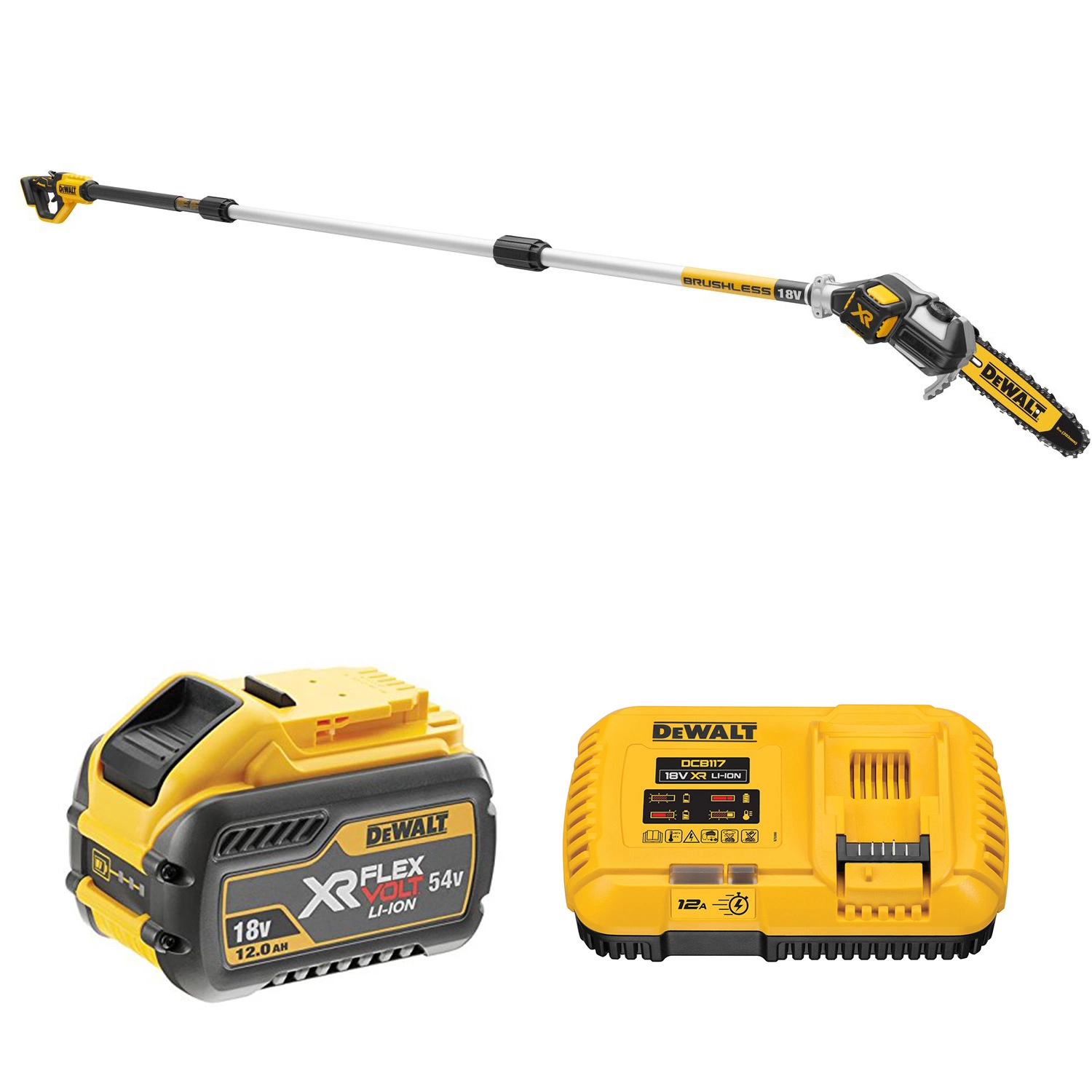 DeWALT DCMPS567P1 18V XR Li-Ion Scie à chaîne télescopique set (1x 5.0Ah Batterie) - Sans balai - 200mm-image