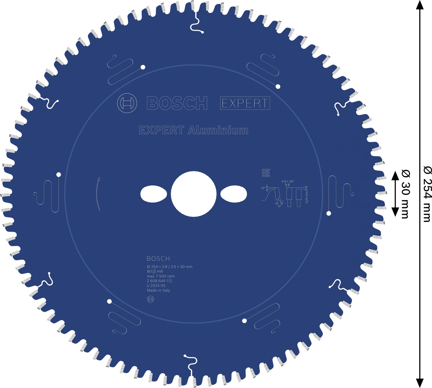 Bosch 2608644112 Expert Cirkelzaagblad - 254 x 30 x 80T - Aluminium - Carbide-image