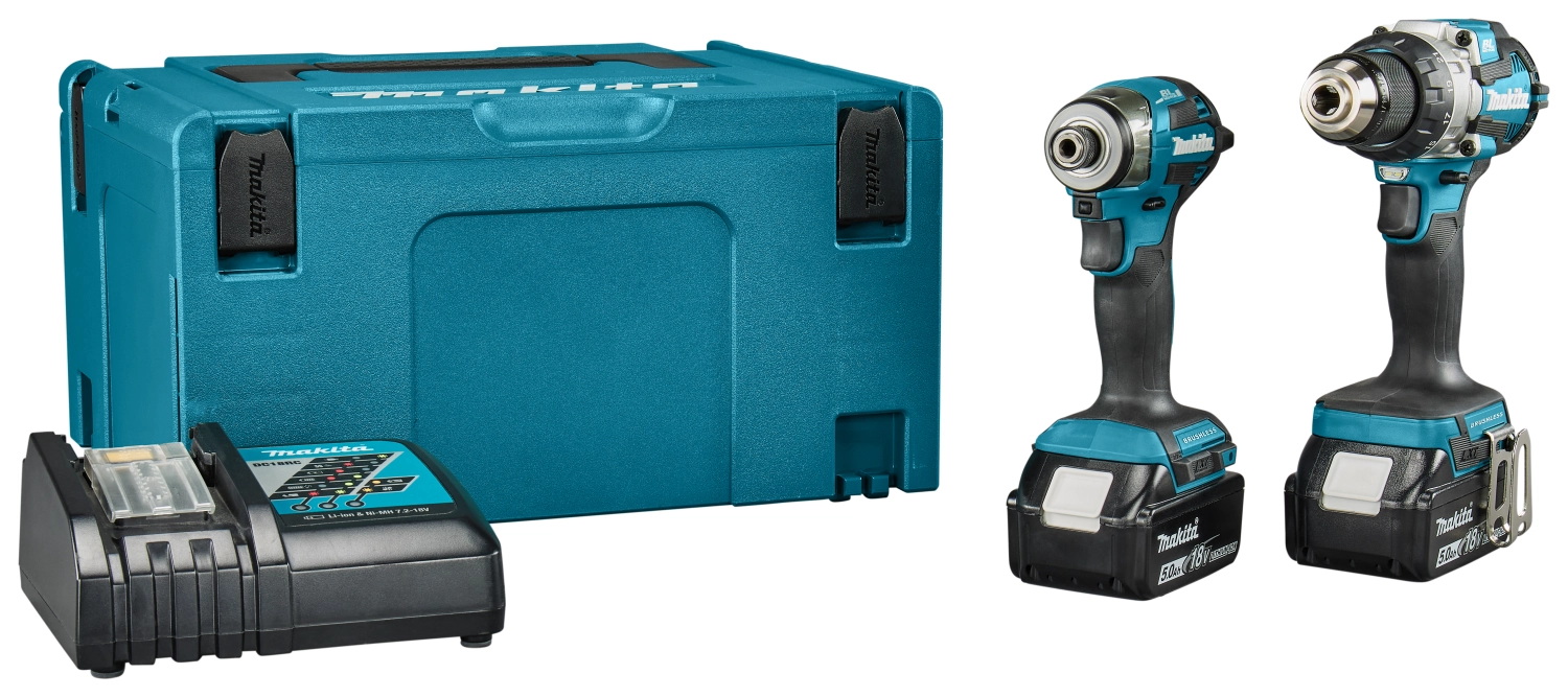 Makita DLX2527TJ Combiné perceuse/visseuse sans fil 18 V Li-ion (DDF489) et visseuse à percussion (DTD173) (2 batteries 5,0 Ah) dans un coffret Mbox-image
