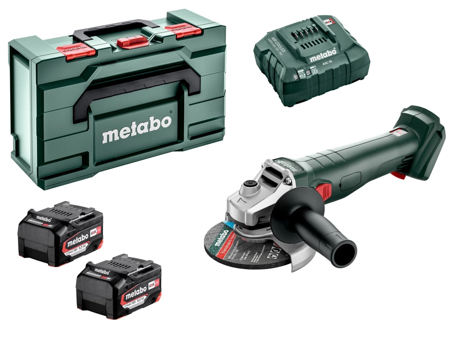 Metabo W 18 L 9-125 Quick 18V Li-Ion Accu-slijper set (2x Li-Power 5.2Ah) in MetaBox-image