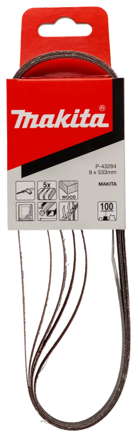 Makita P -43284 Bande abrasive rouge - K100 - 9 x 533 mm (5 pcs)-image